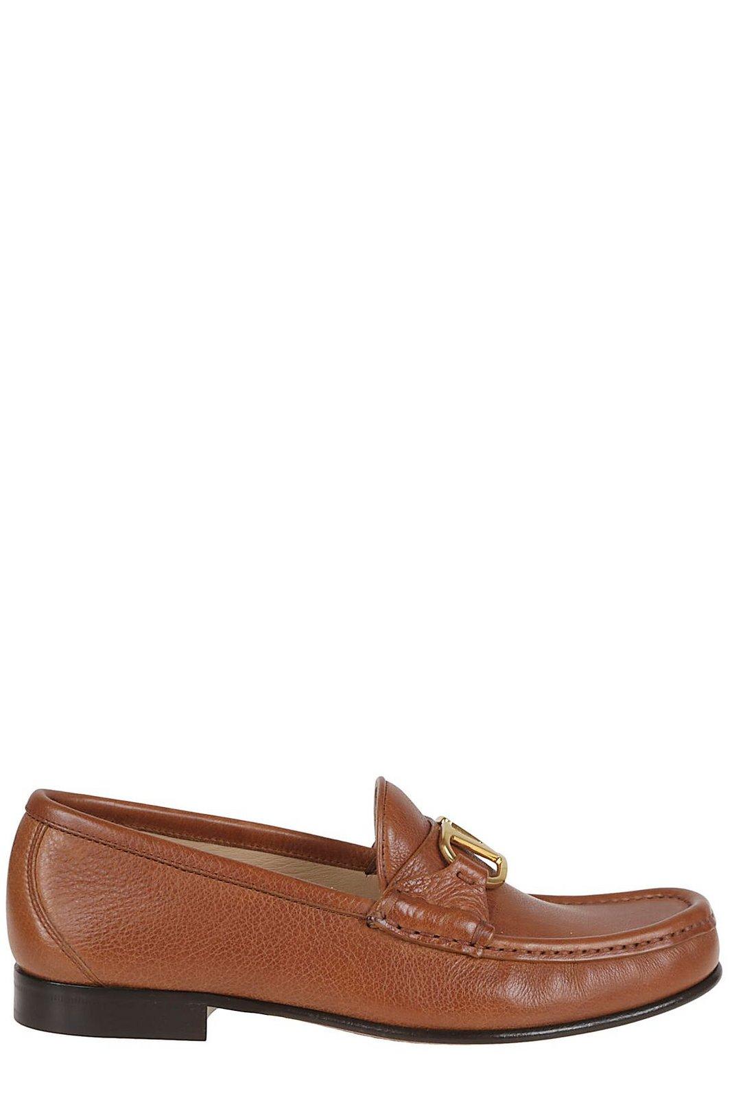 Valentino Vlogo Medallion Leather Loafers