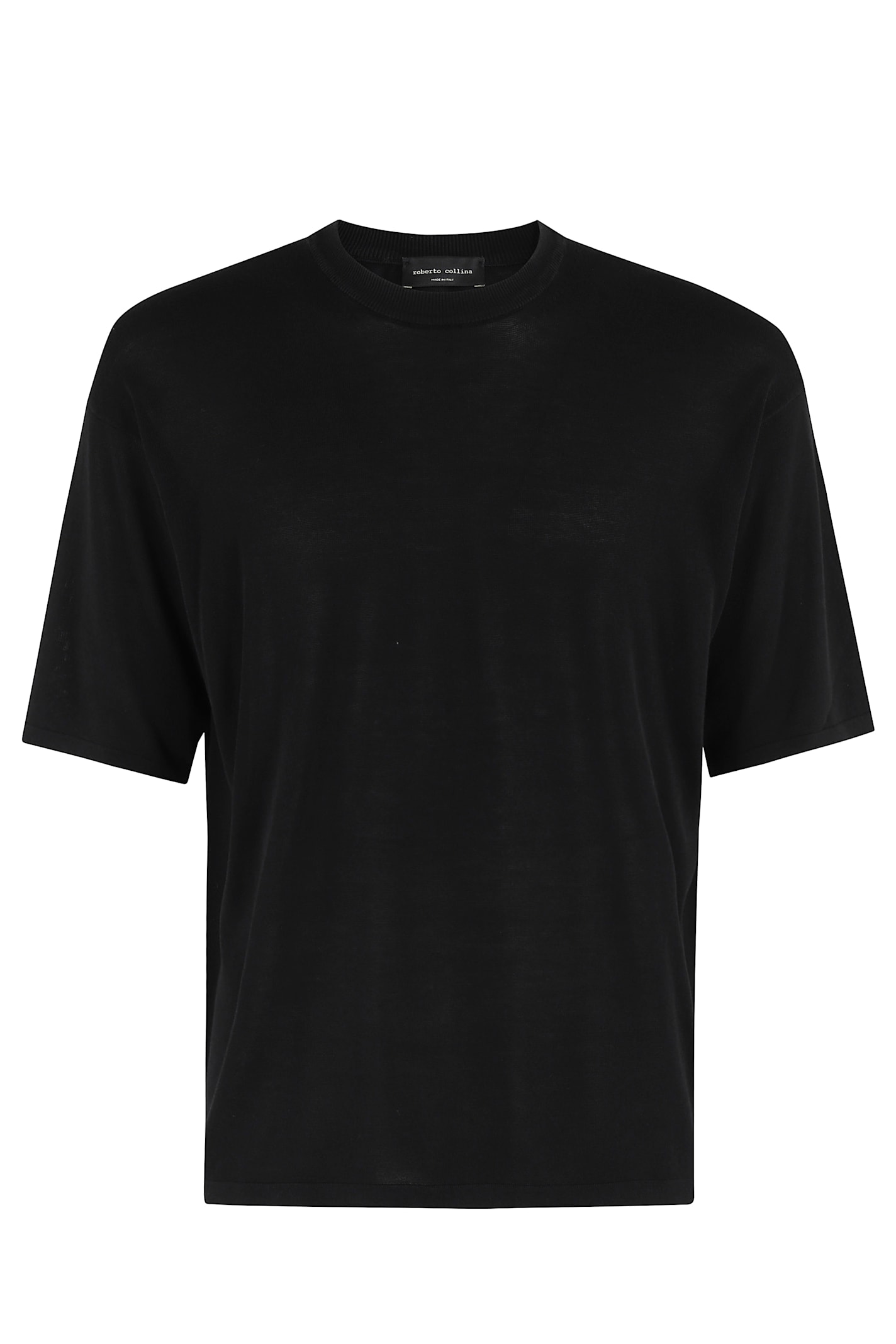 Roberto Collina Plain Crew Neck Cotton T-shirt In Nero