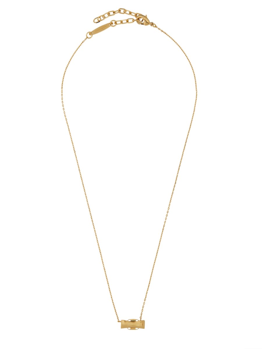Ferragamo Adjustable Vara Bow Chain Necklace In Gold