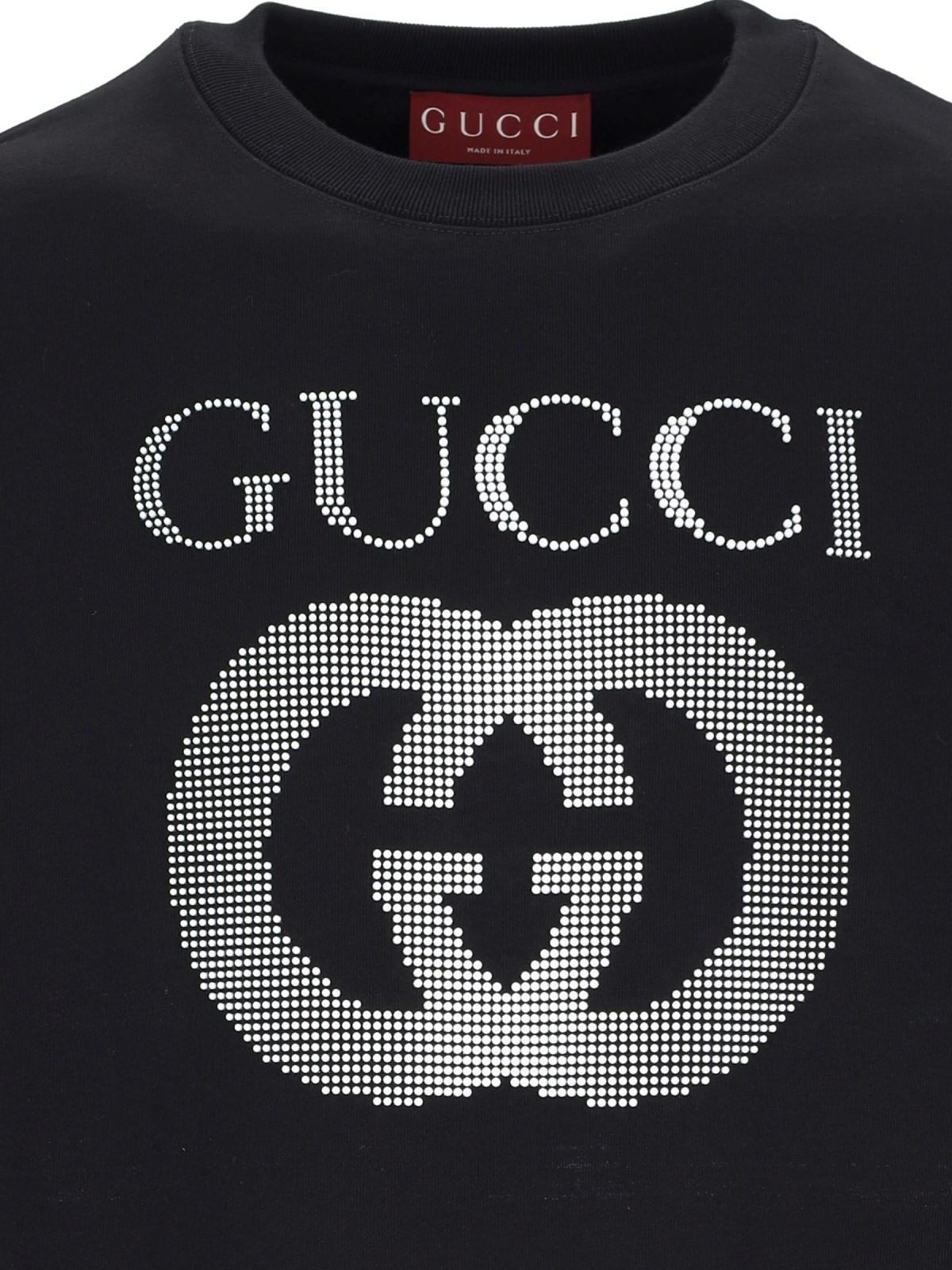 Shop Gucci Logo Crewneck Sweatshirt In Black Mix