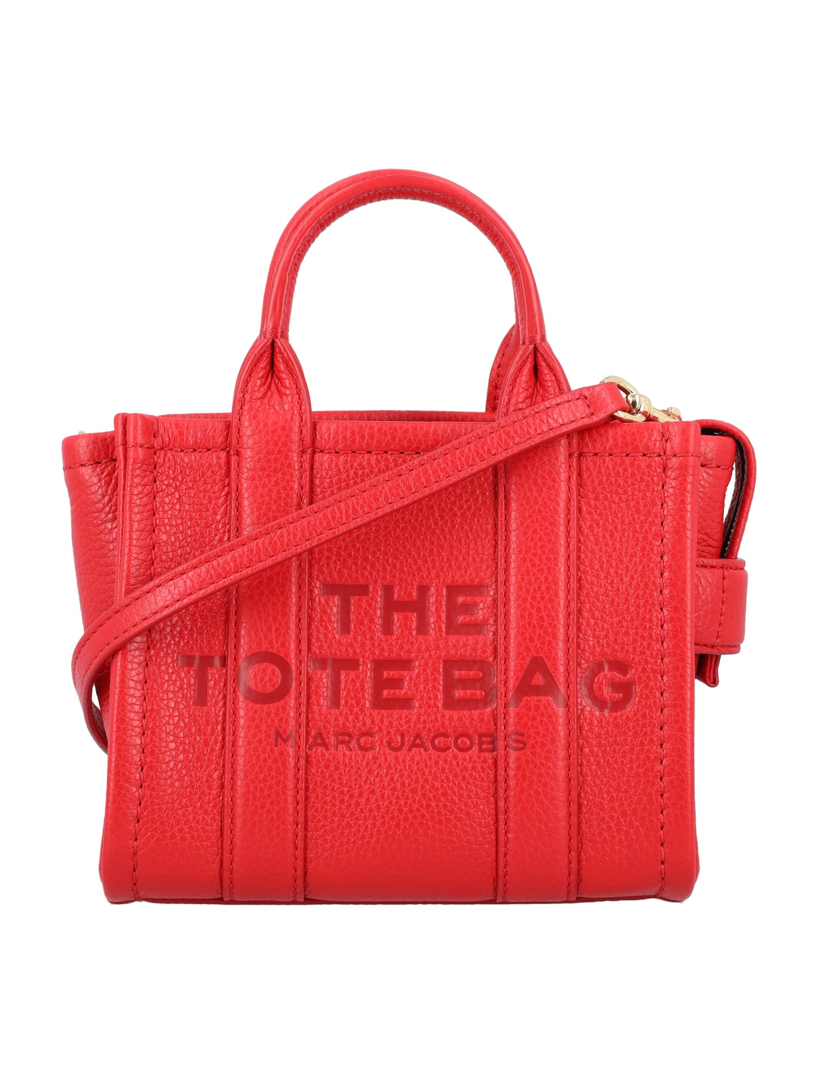 Marc Jacobs The Micro Tote Leather Bag In Treu Red