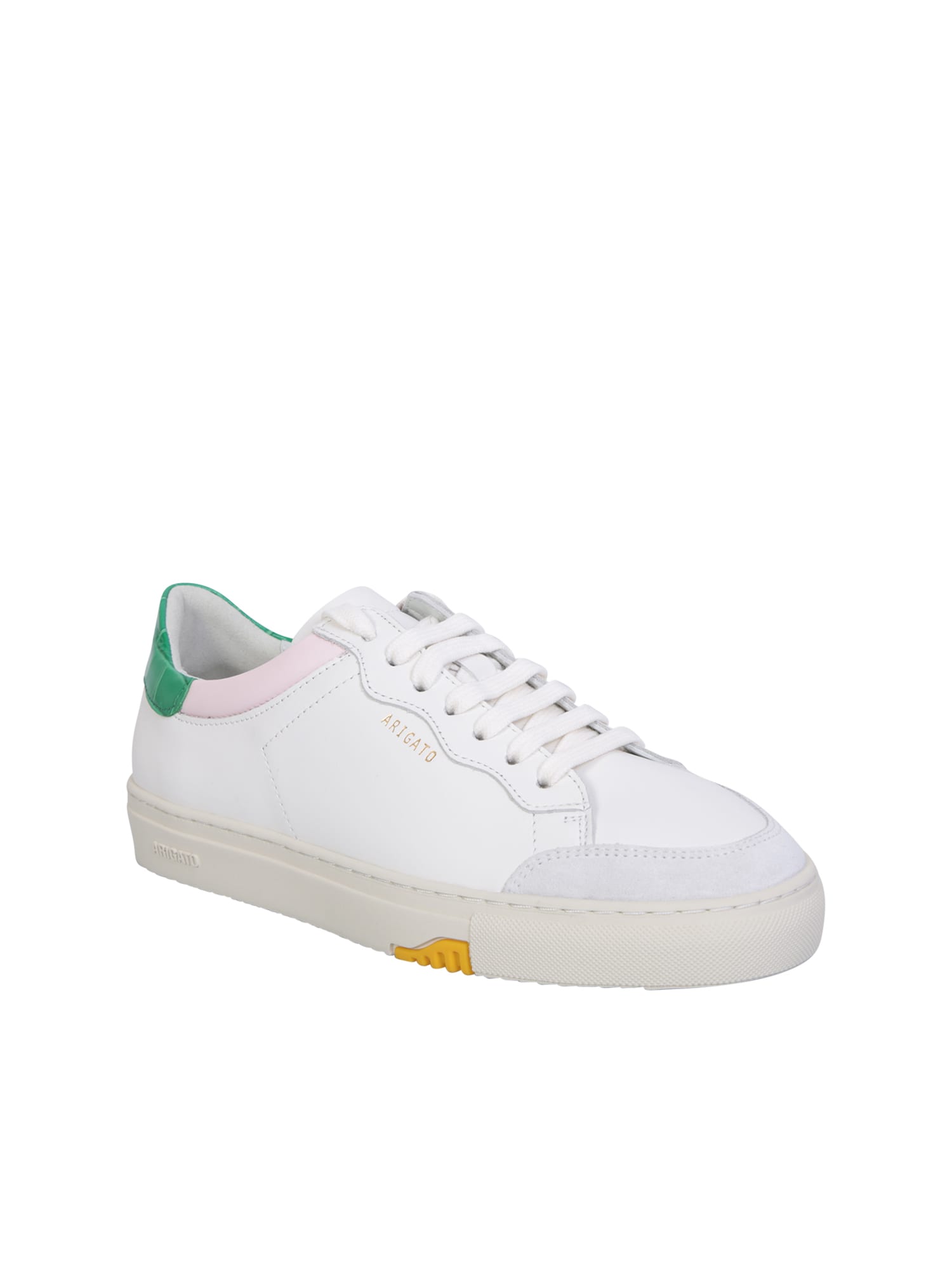 Shop Axel Arigato Clean 180 White/ Green Sneakers