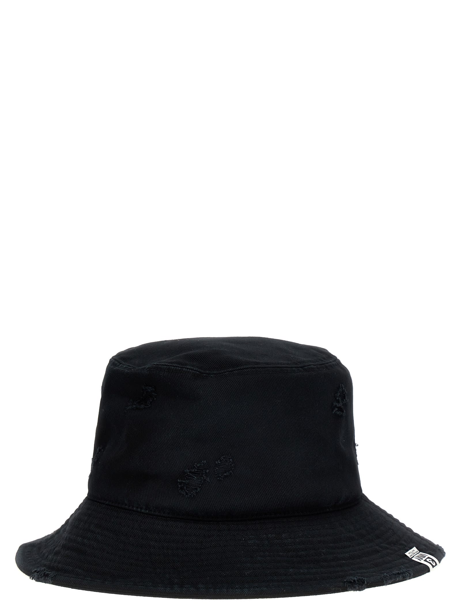 Shop Miharayasuhiro Distressed Effect Bucket Hat In Black