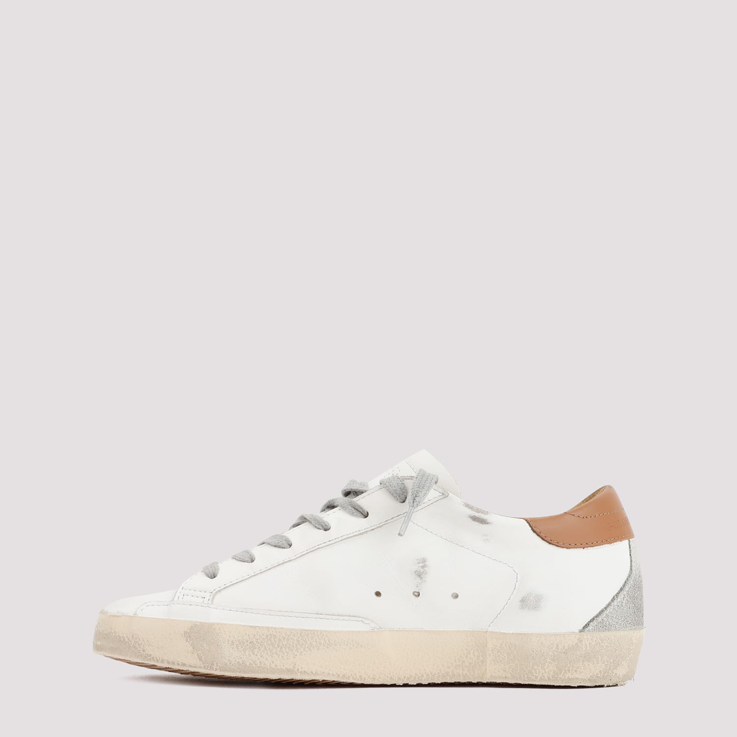 Golden Goose Super-star Sneakers In Nappa Leather With Suede Star And Light Brown Heel Tab Shoes In White