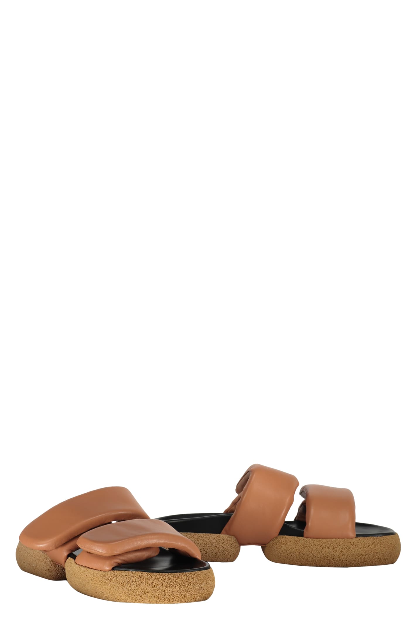 Shop Dries Van Noten Leather And Rubber Slides In Beige