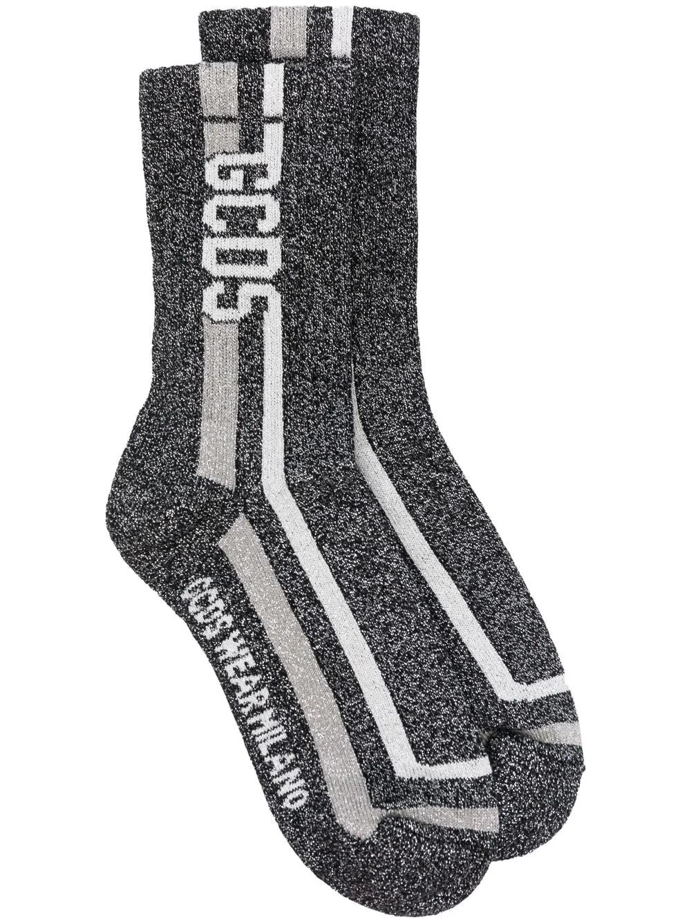 GCDS Black Lurex Socks With Logo