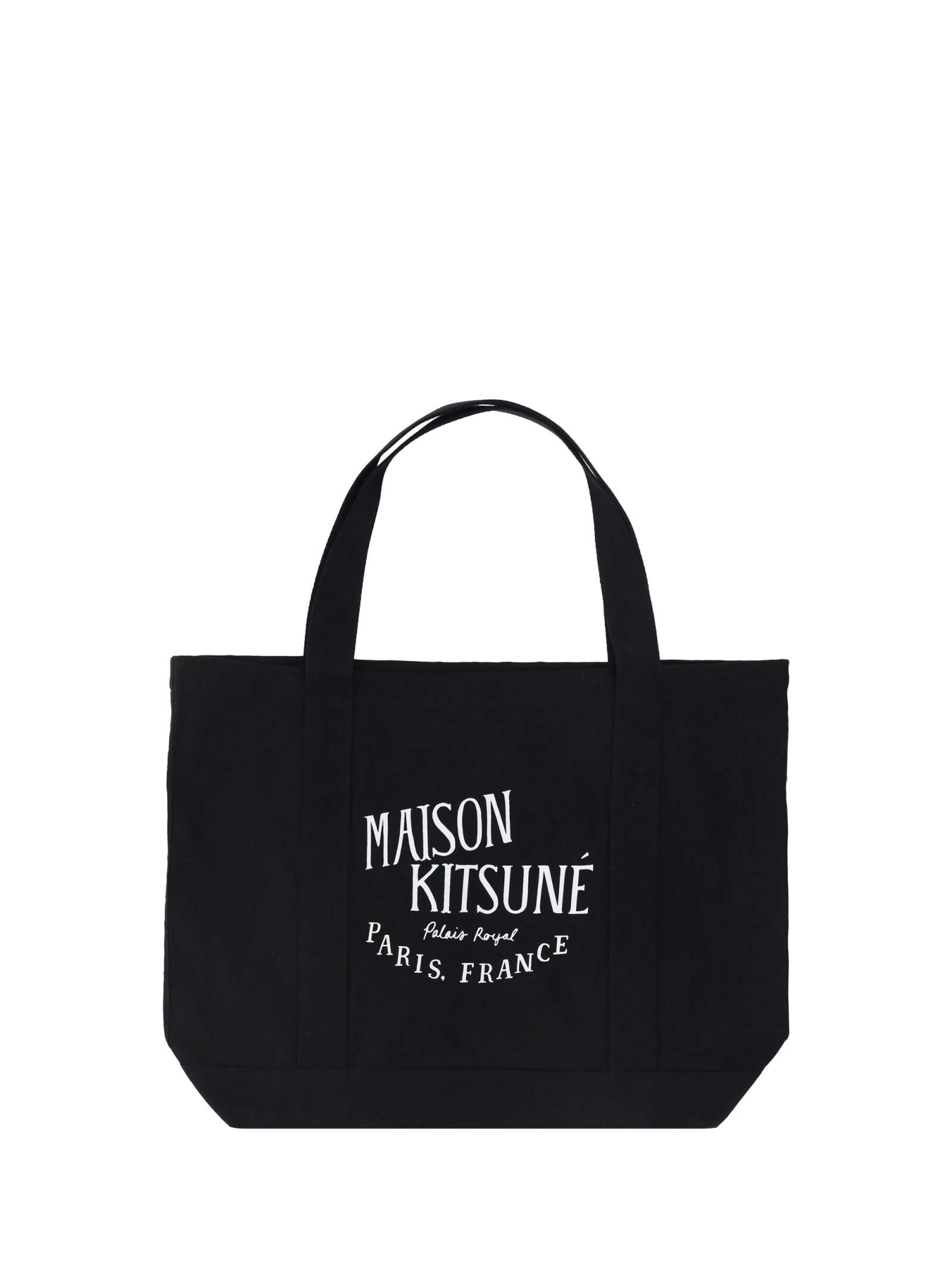 Shop Maison Kitsuné Palais Royal Shoulder Shopping Bag In Black