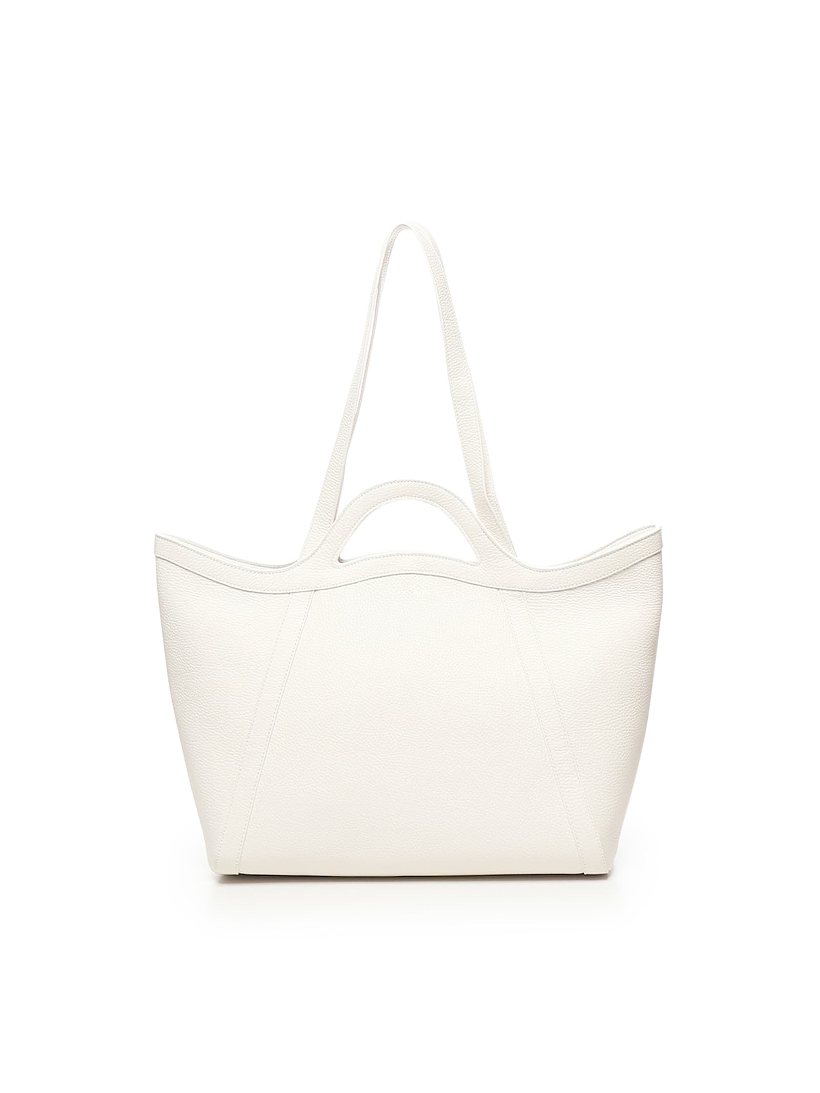 Coccinelle Amalia Curved-handle Leather Tote Bag In White