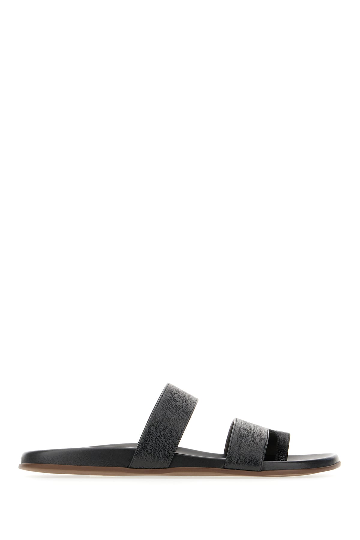 Black Leather Thong Sandals