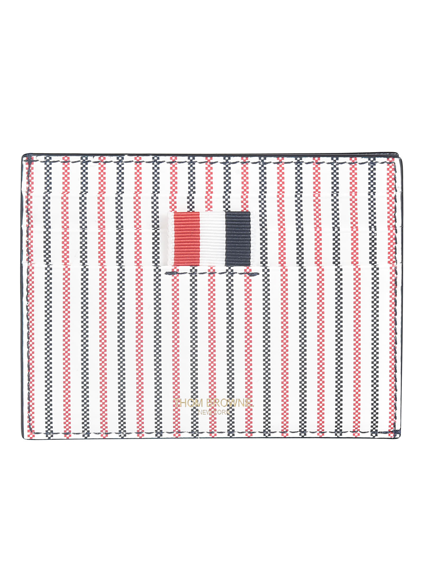 Thom Browne Striped Card Holder In Multicolor