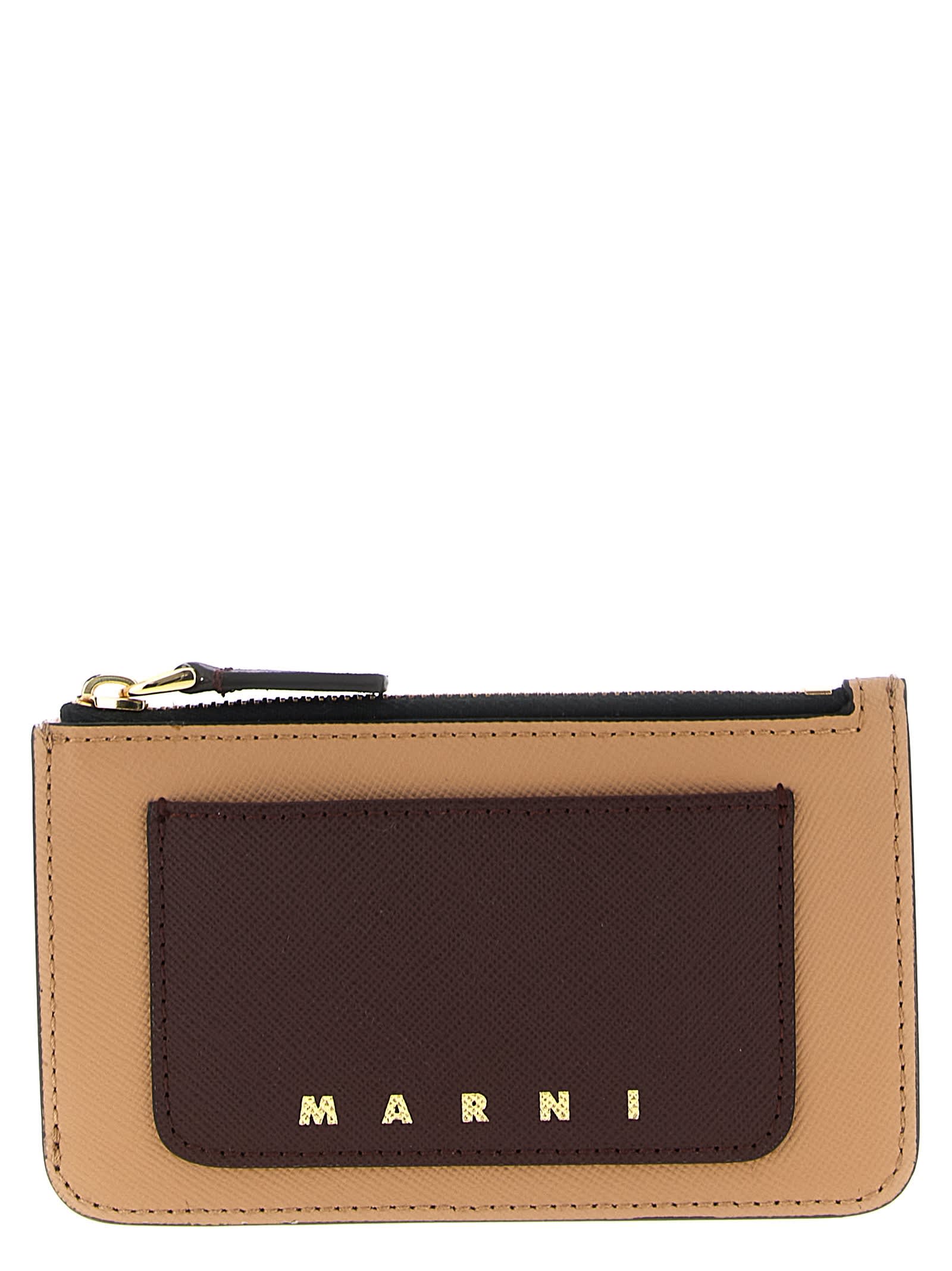 Marni Saffiano Leather Cardholder In Multi