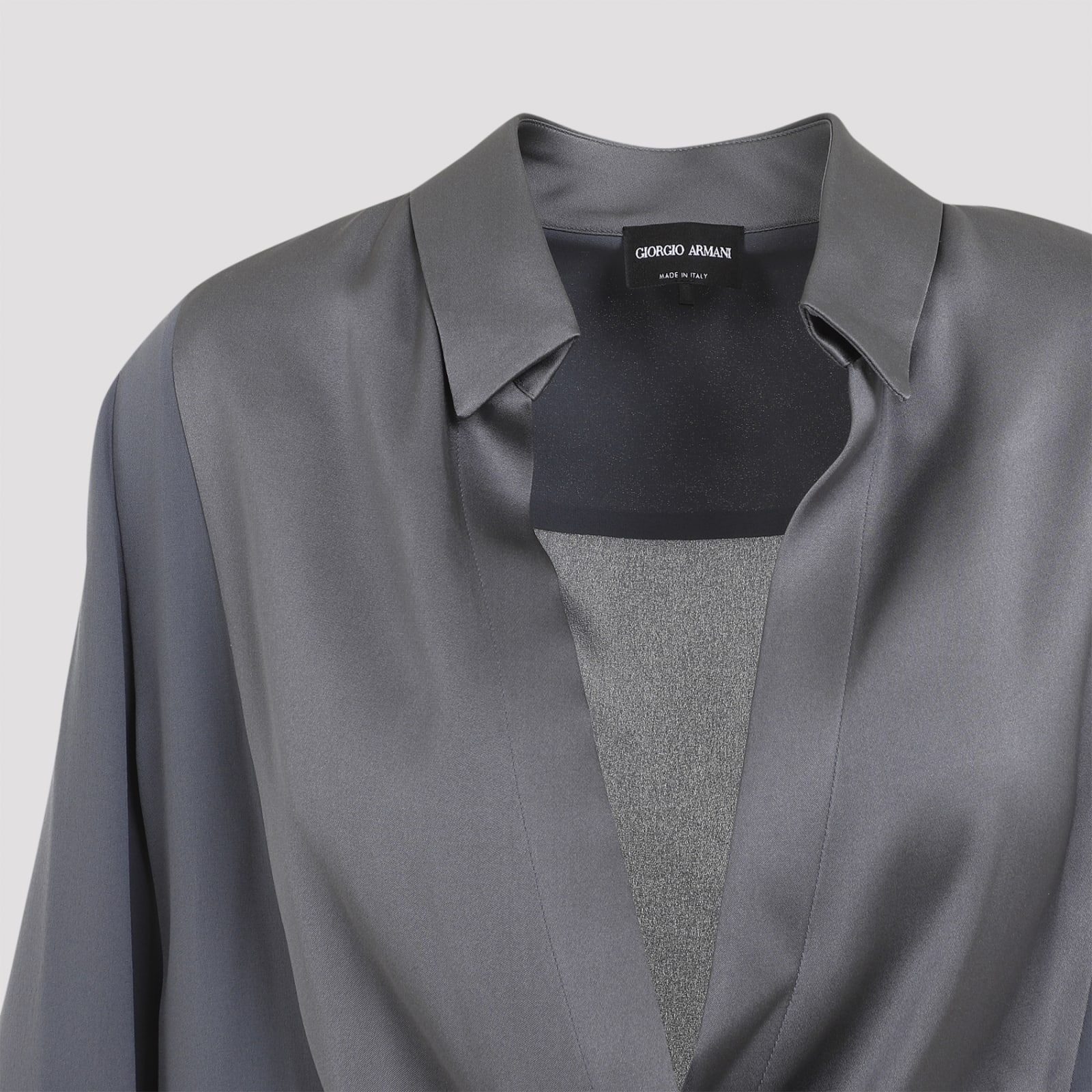 Shop Giorgio Armani Silk Shirt In Shadow