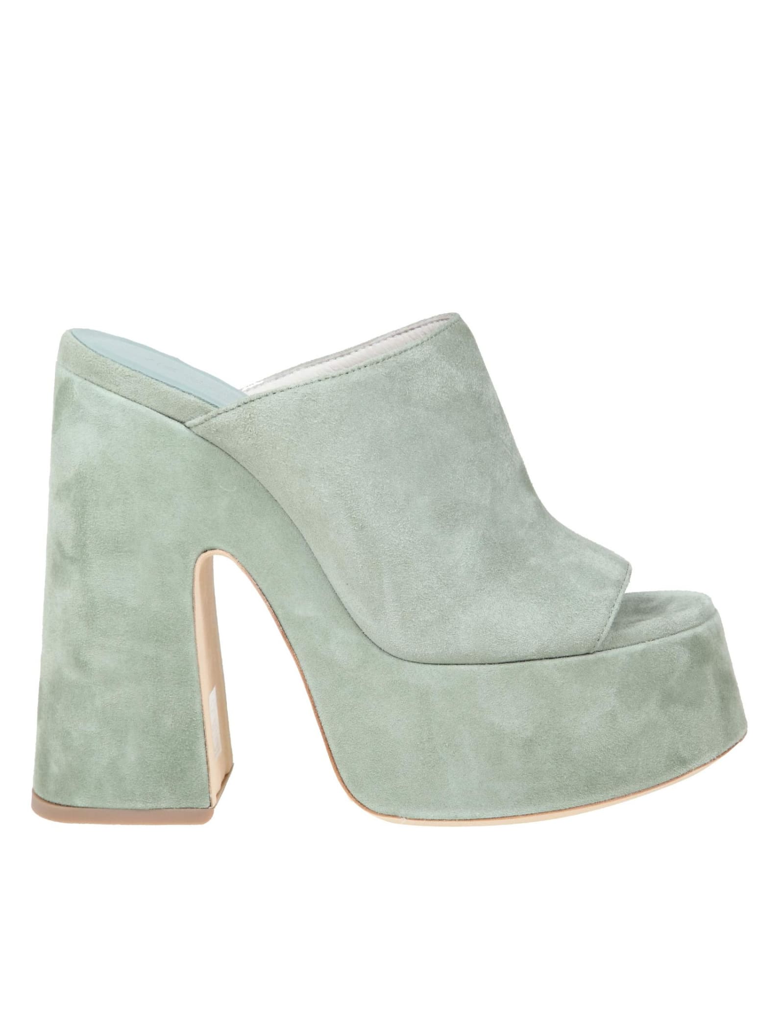 VIC MATIE CHAMOIS SANDAL IN GREEN SUEDE