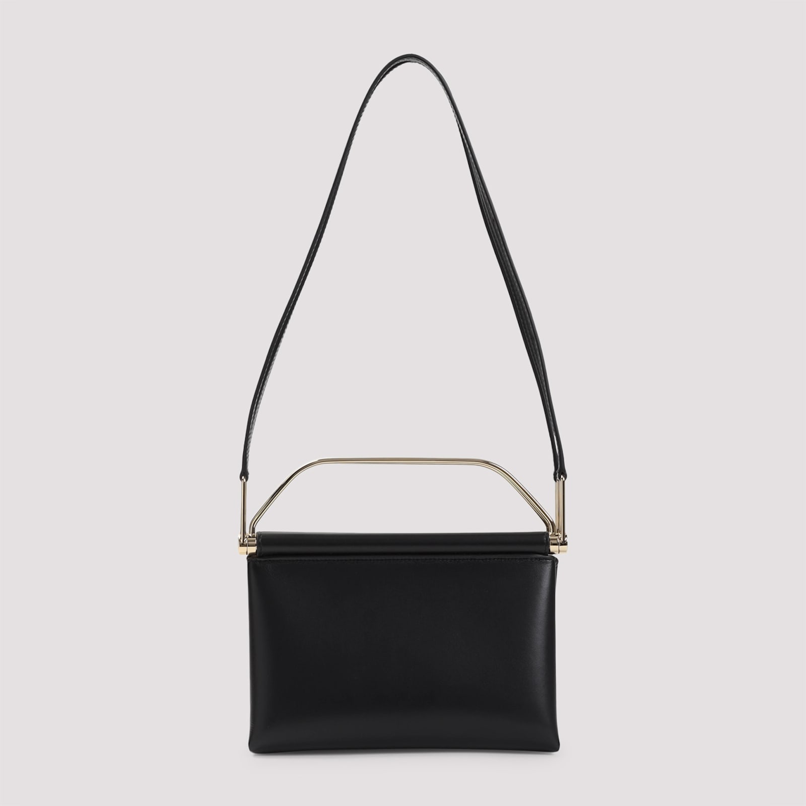 Giorgio Armani Logo Stamp Leather Crossbody Bag In Black