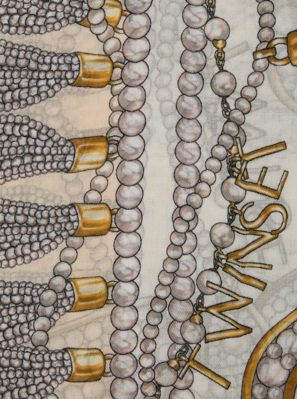 Twinset Multicolor Scarf With All-over Pearl Print And Logo Lettering Detail In Modal Woman In Multi