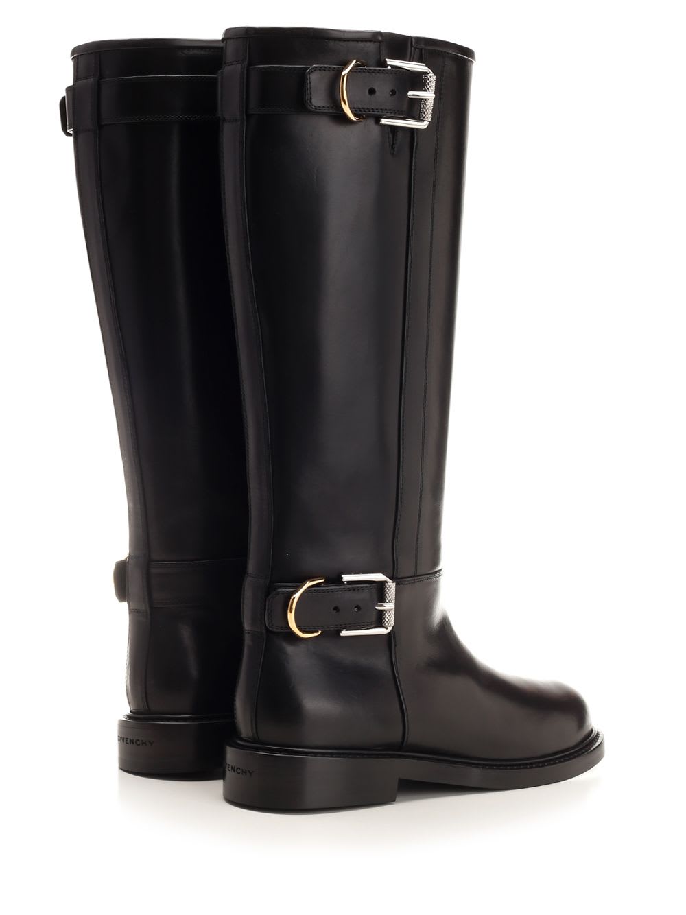 Shop Givenchy Voyou Calf Leather Boots In Black