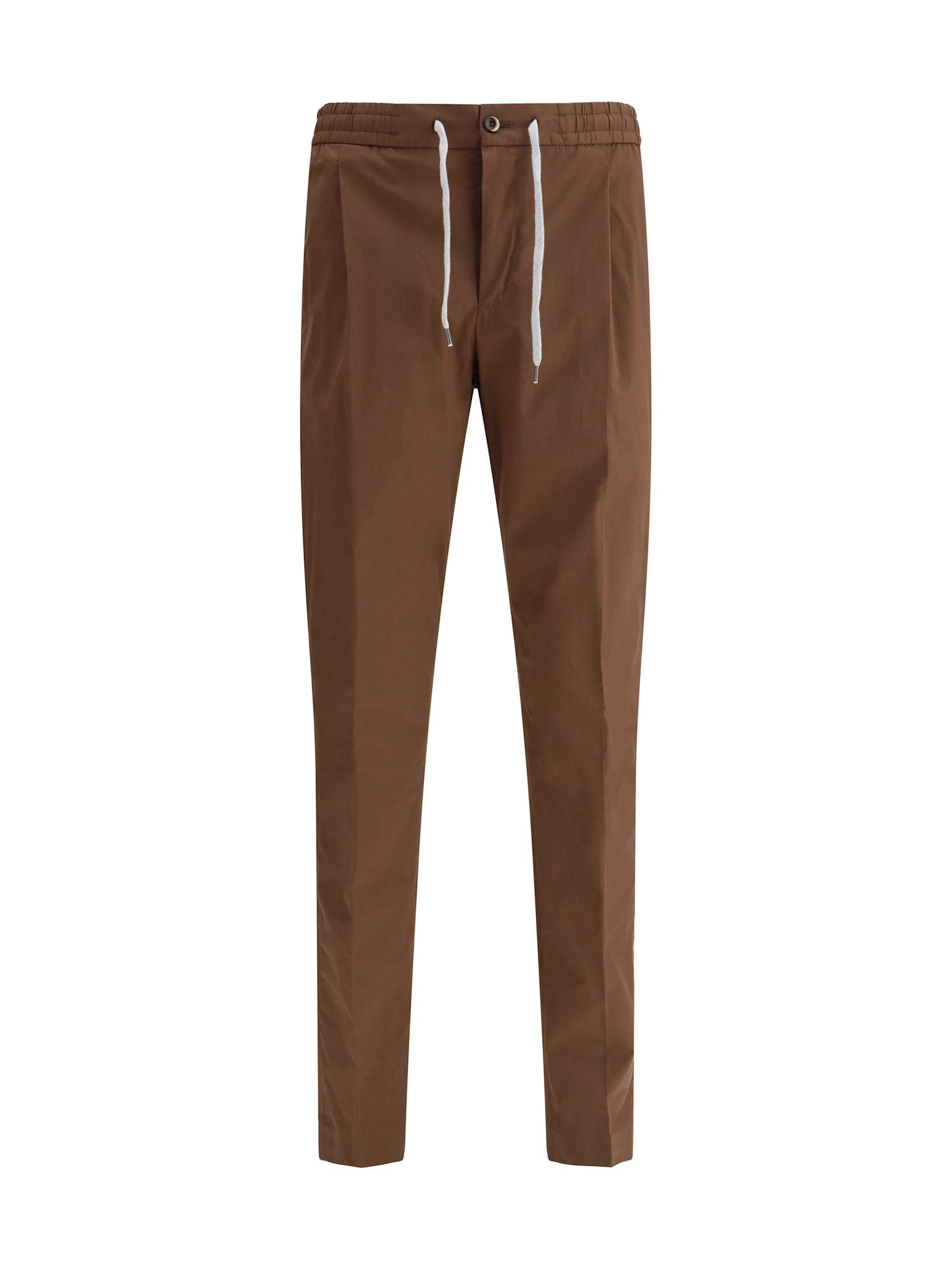 Pt Torino Slim Fit Drawstring Trousers In Brown Cashmere Blend In Marrone Medio