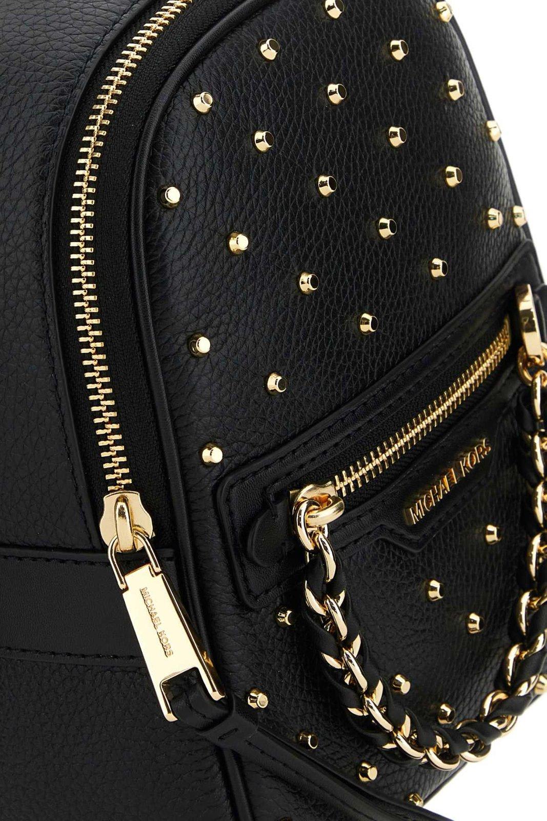 Shop Michael Kors Logo Plaque Zip-up Backpack In Black