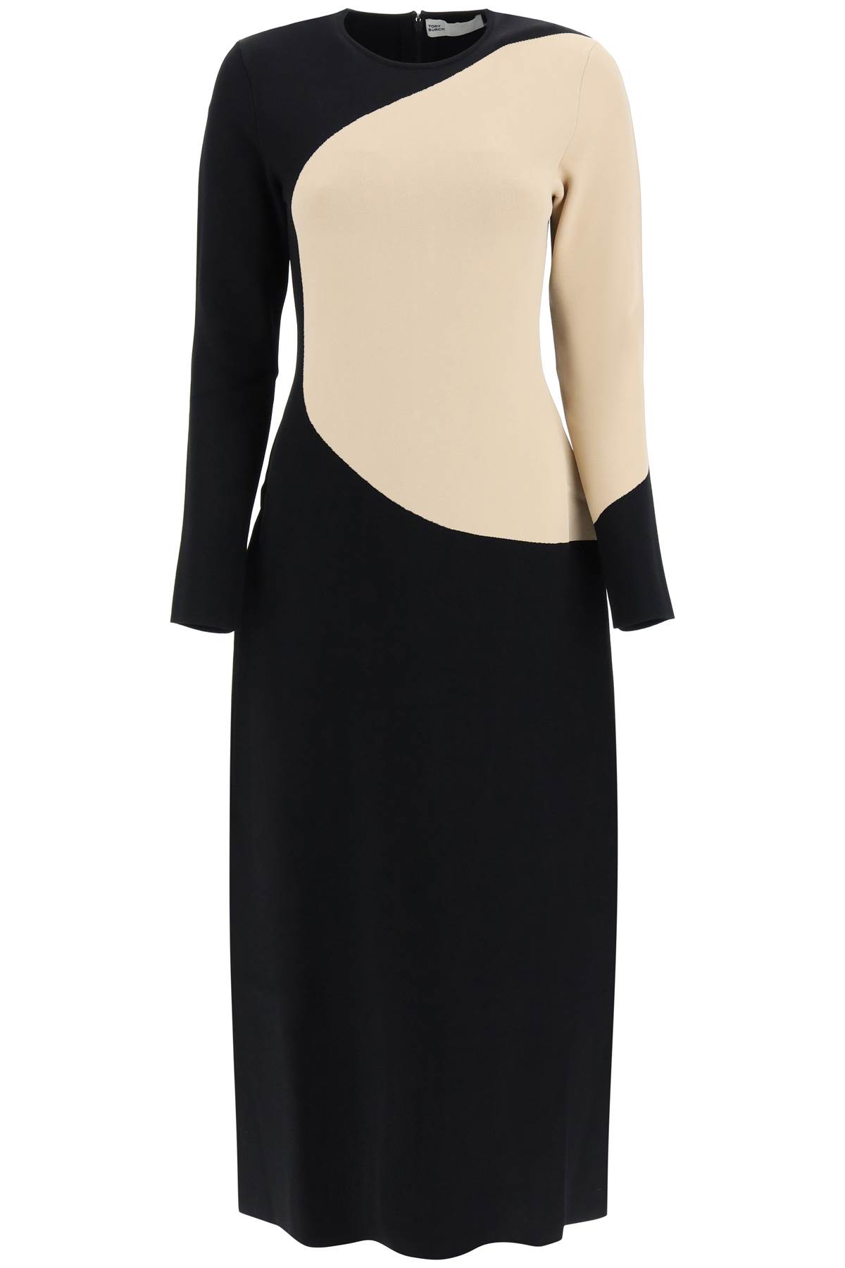 Shop Tory Burch Color-block Knit Dress In Black Sand Bluff (black)