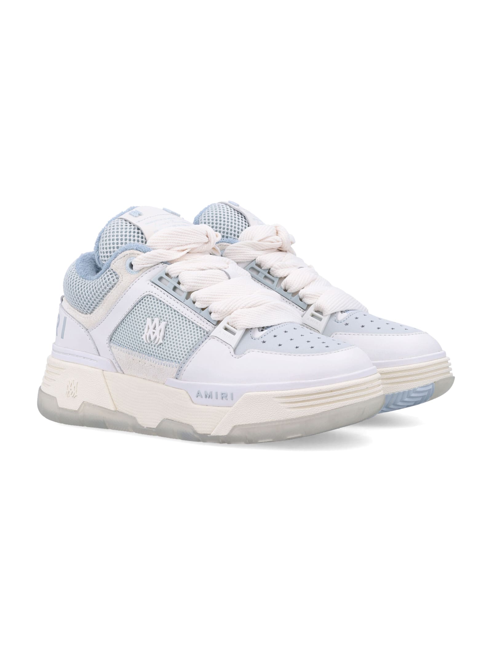 Amiri Chunky Sole Leather Mesh Sneakers In Ice Light Blue