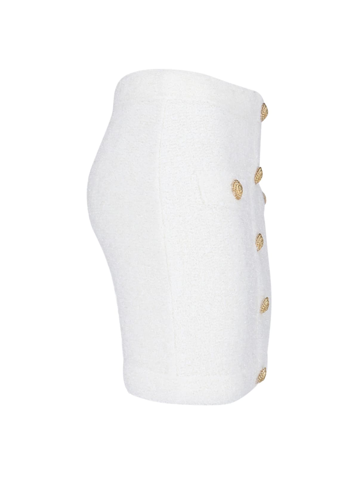 Shop Balmain Buttons Miniskirt In White