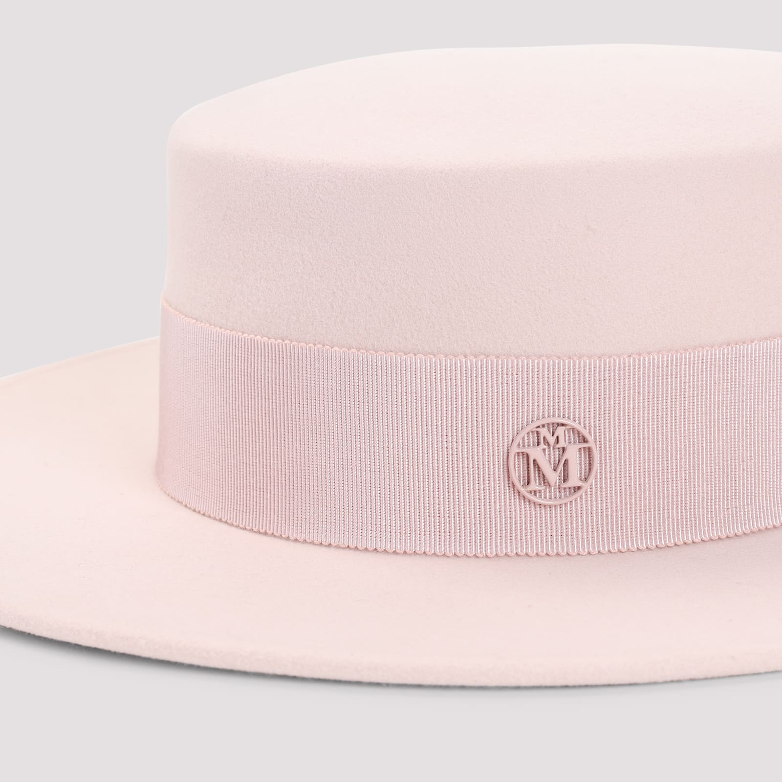 Maison Michel Logo-plaque Hat In Pink