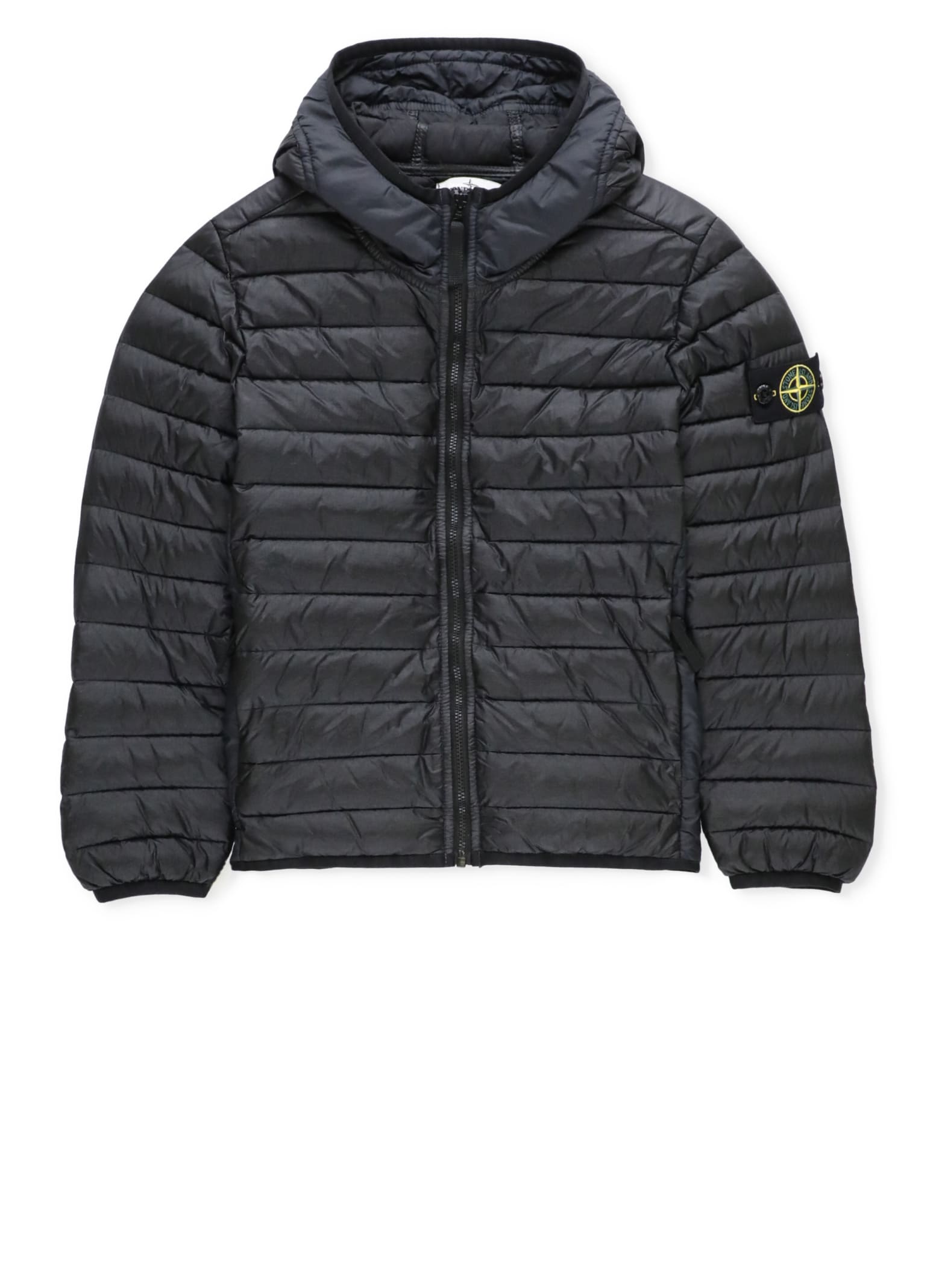Stone Island Junior Kids' Padded And Quilted Down Jacket In Black