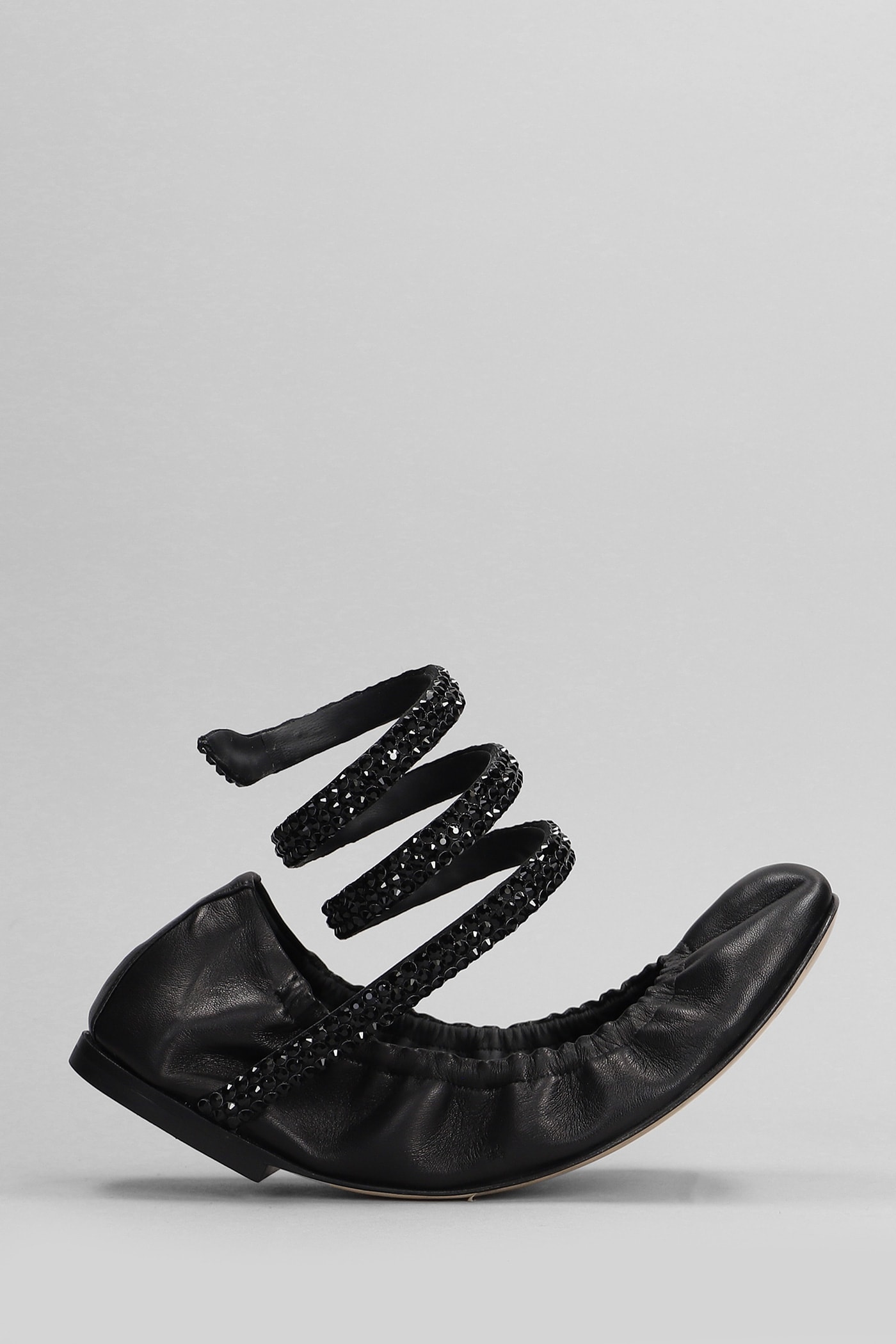 Shop René Caovilla Cleo Ballet Flats In Black Leather
