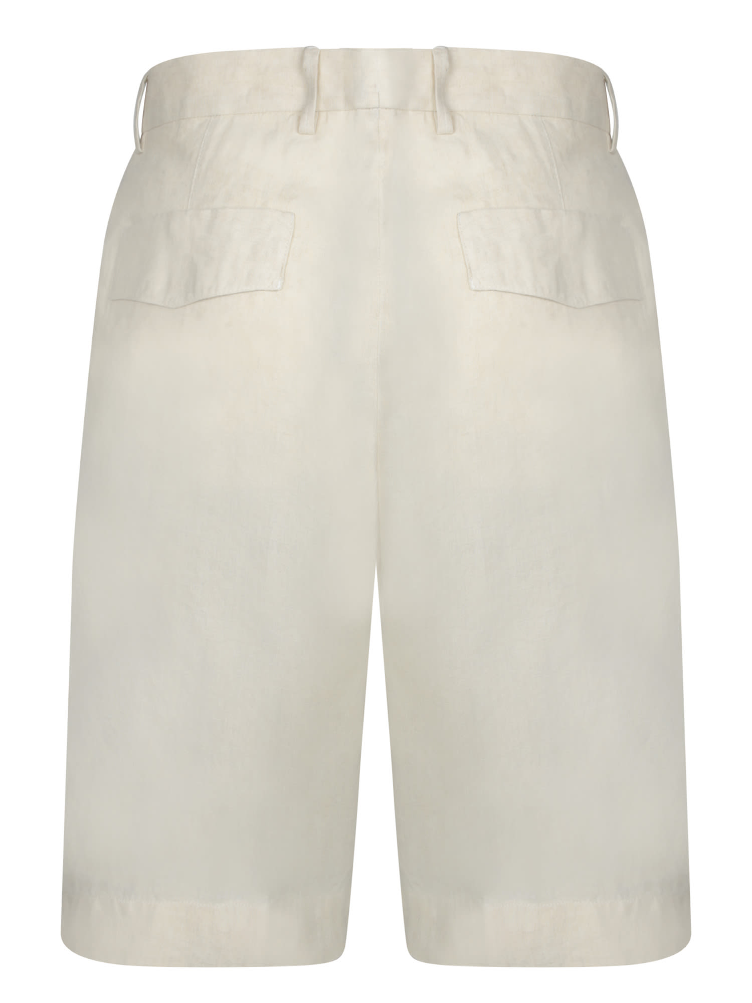 Shop Zegna Beige Linen Bermuda Shorts