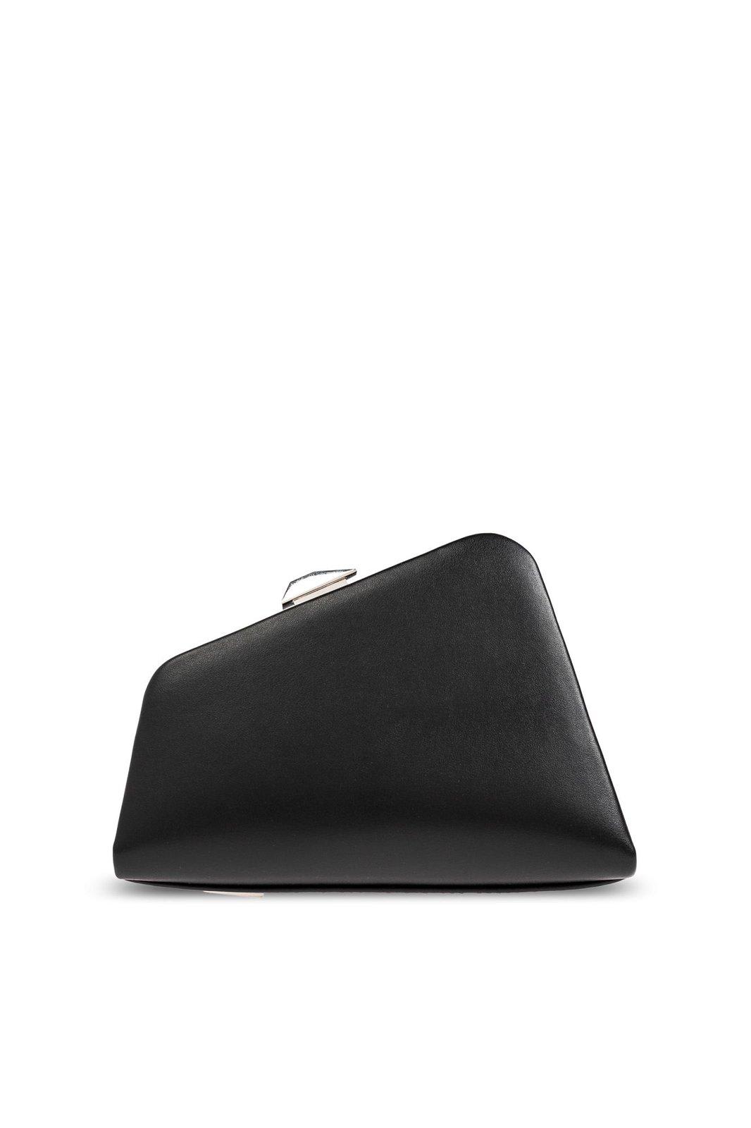 Attico Mini Midnight Clutch In Black Calfskin Leather In Black