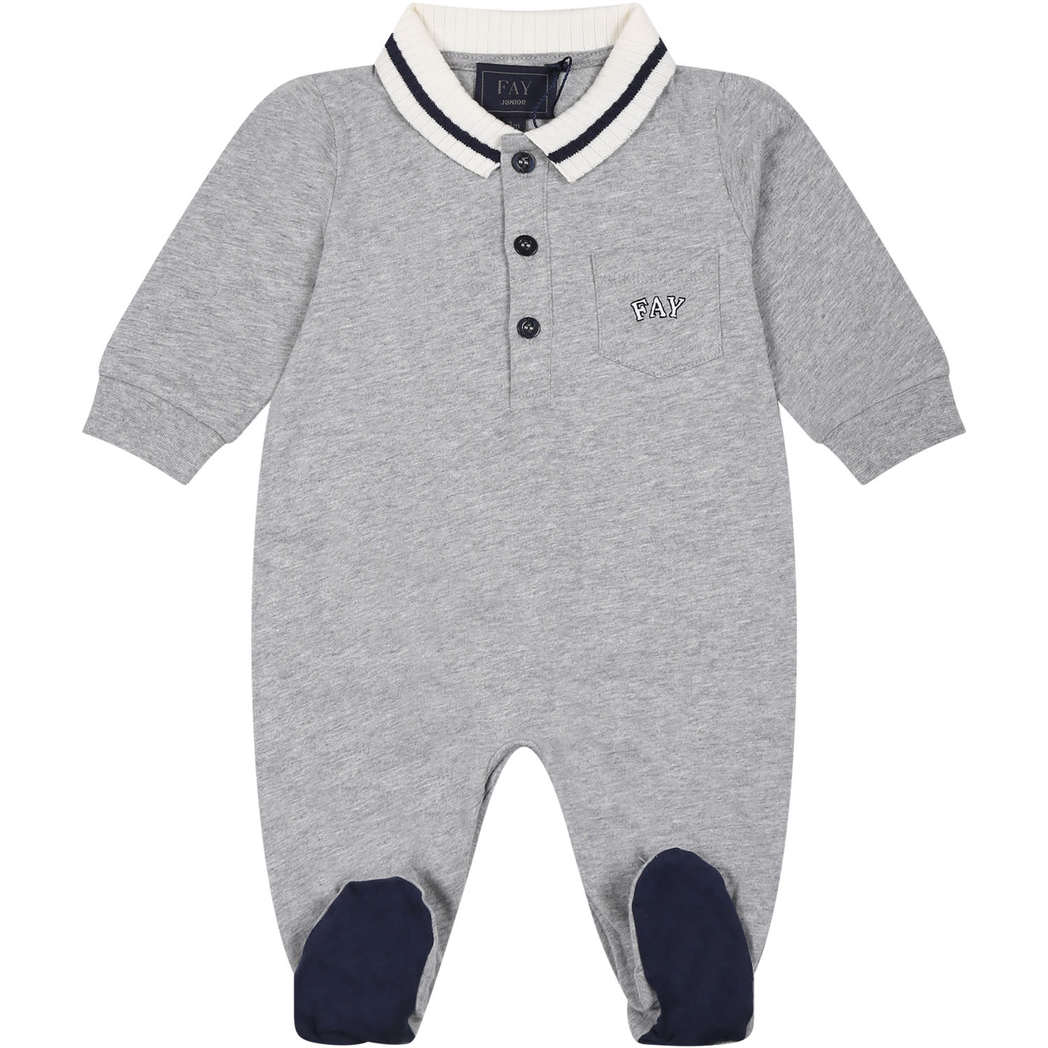 Fay Grey Set For Baby Boy With Logo In Grey
