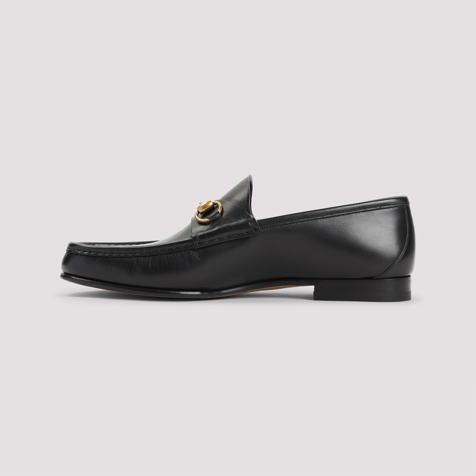 Gucci Leather Sneakers With Gold-tone Logo Strap In Black