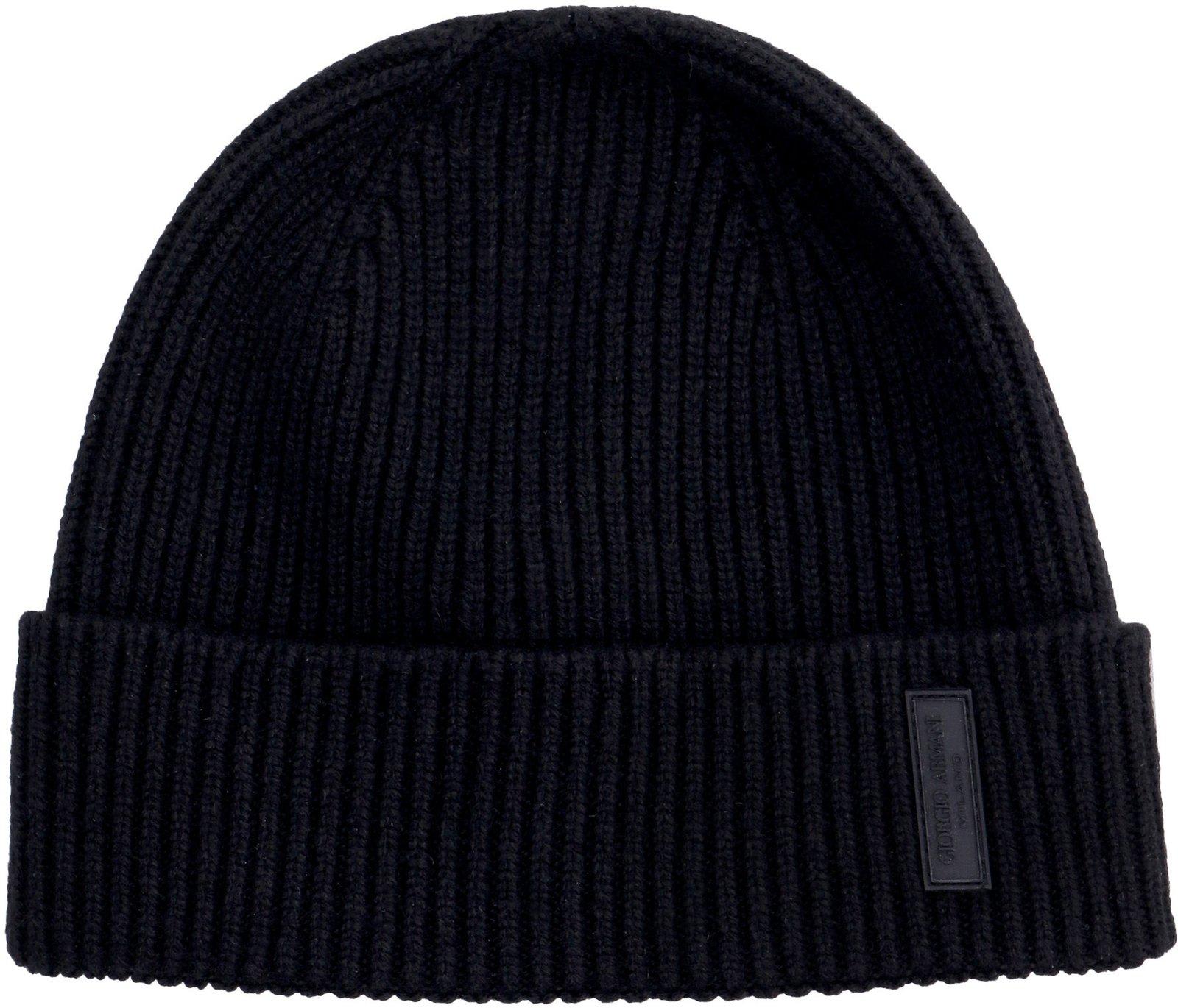 Logo Patch Ribbed Knit Beanie