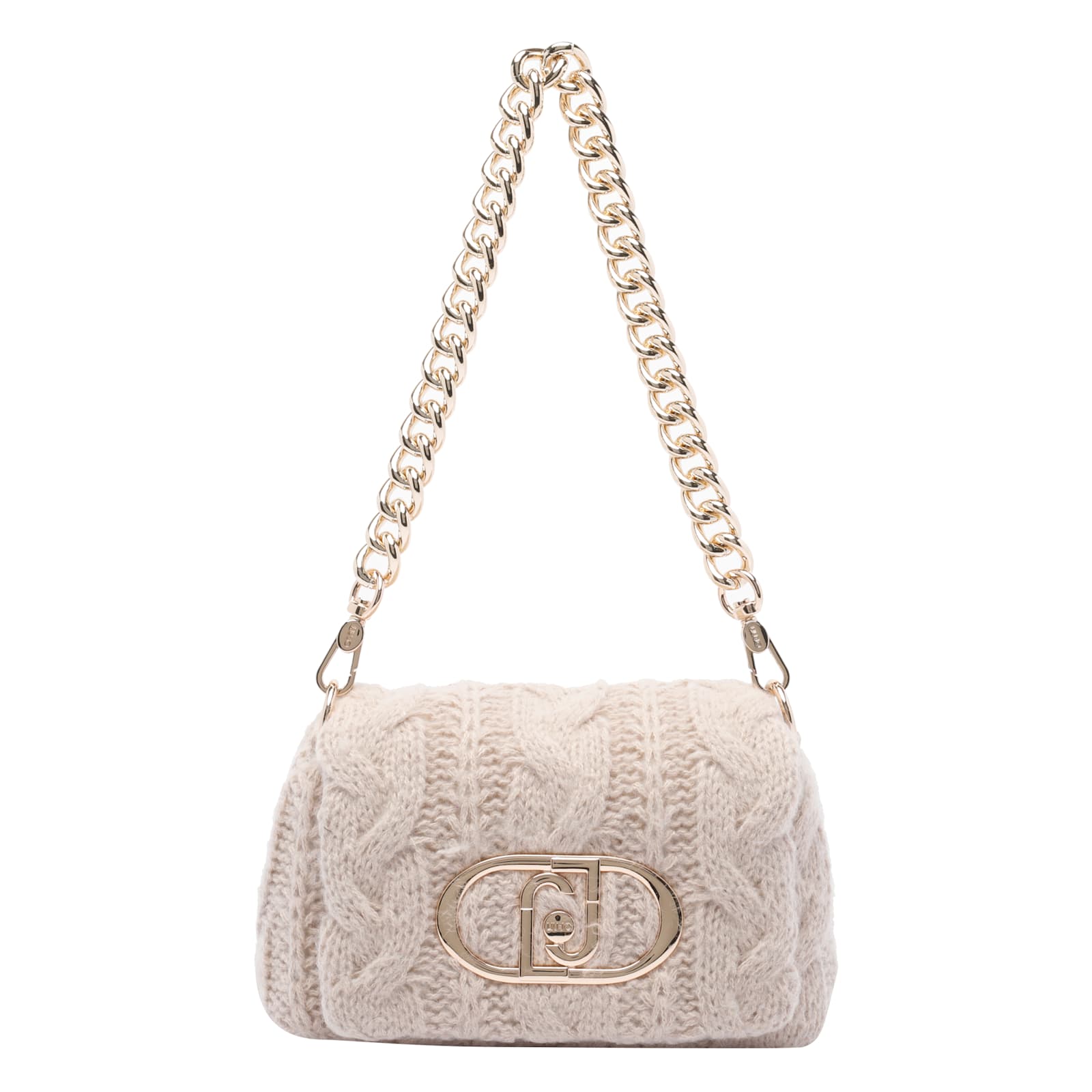 Liu •jo Crossbody Bag With Chain And Knit Texture In White