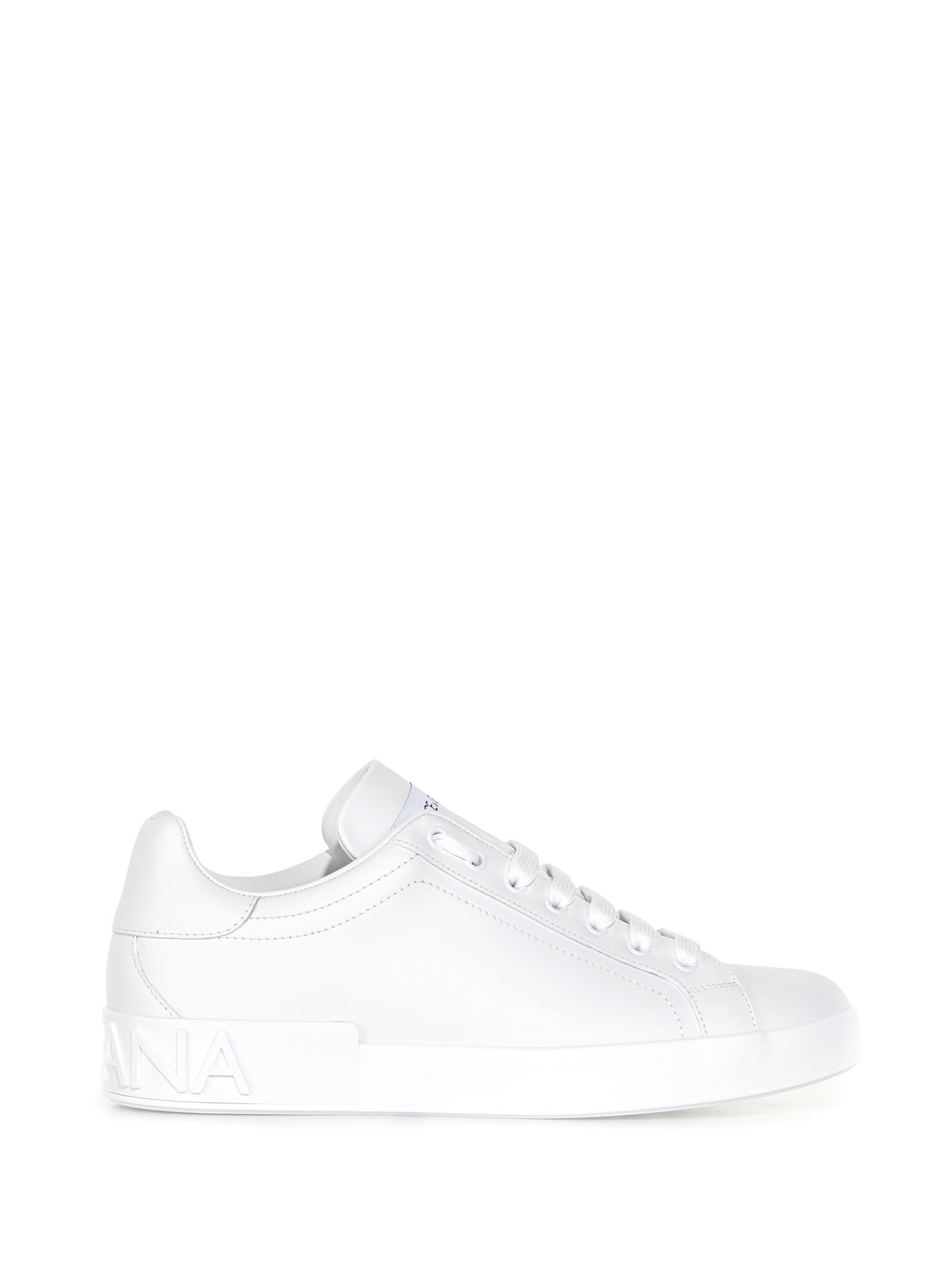 Dolce & Gabbana Portofino Light White Sneakers With Logo Patch On The Tongue And Tonal Logo Lettering On The Heel In