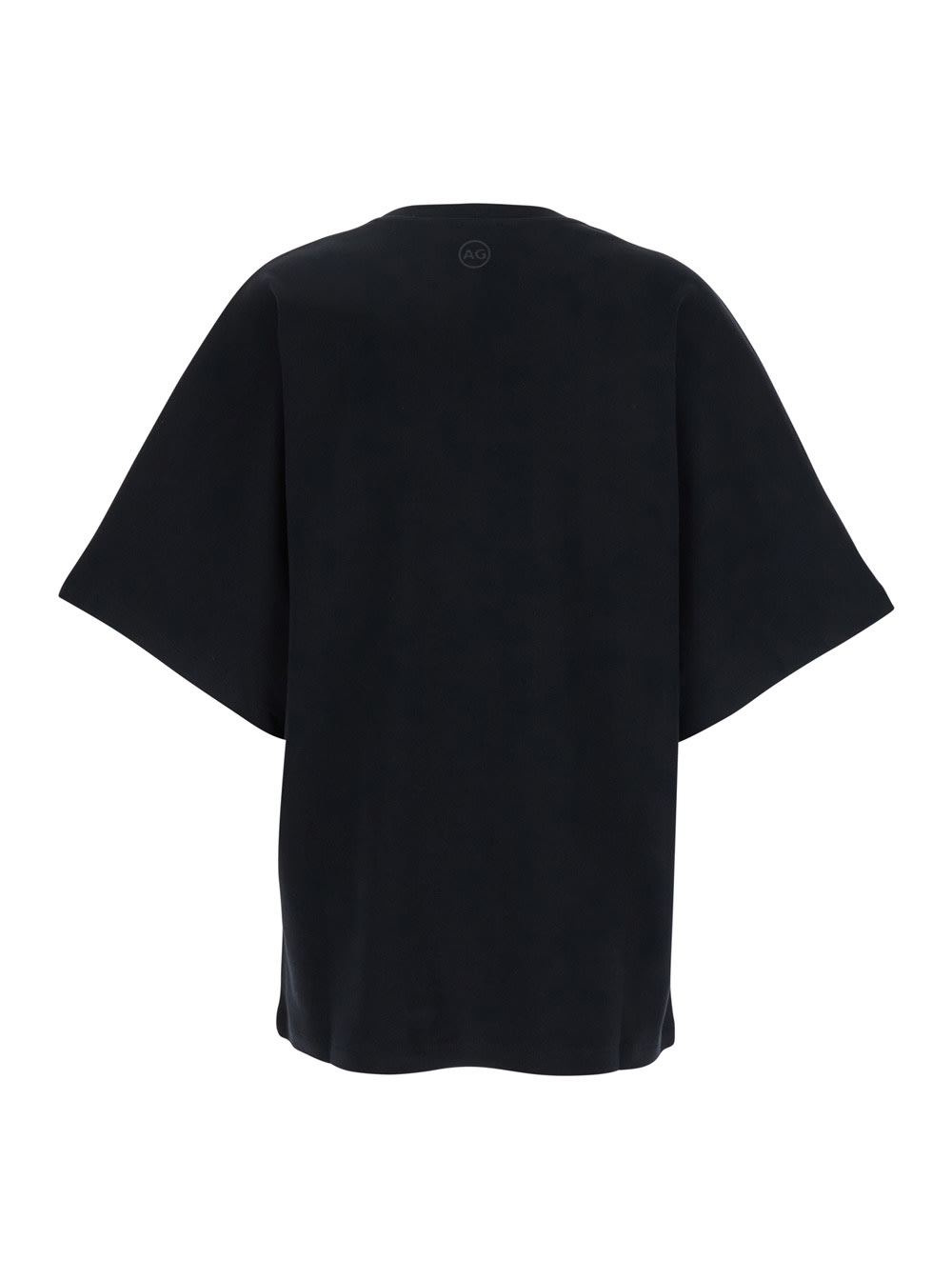 Ag Black Crewneck T-shirt With Logo Printed On The Back In Cotton Woman In Black