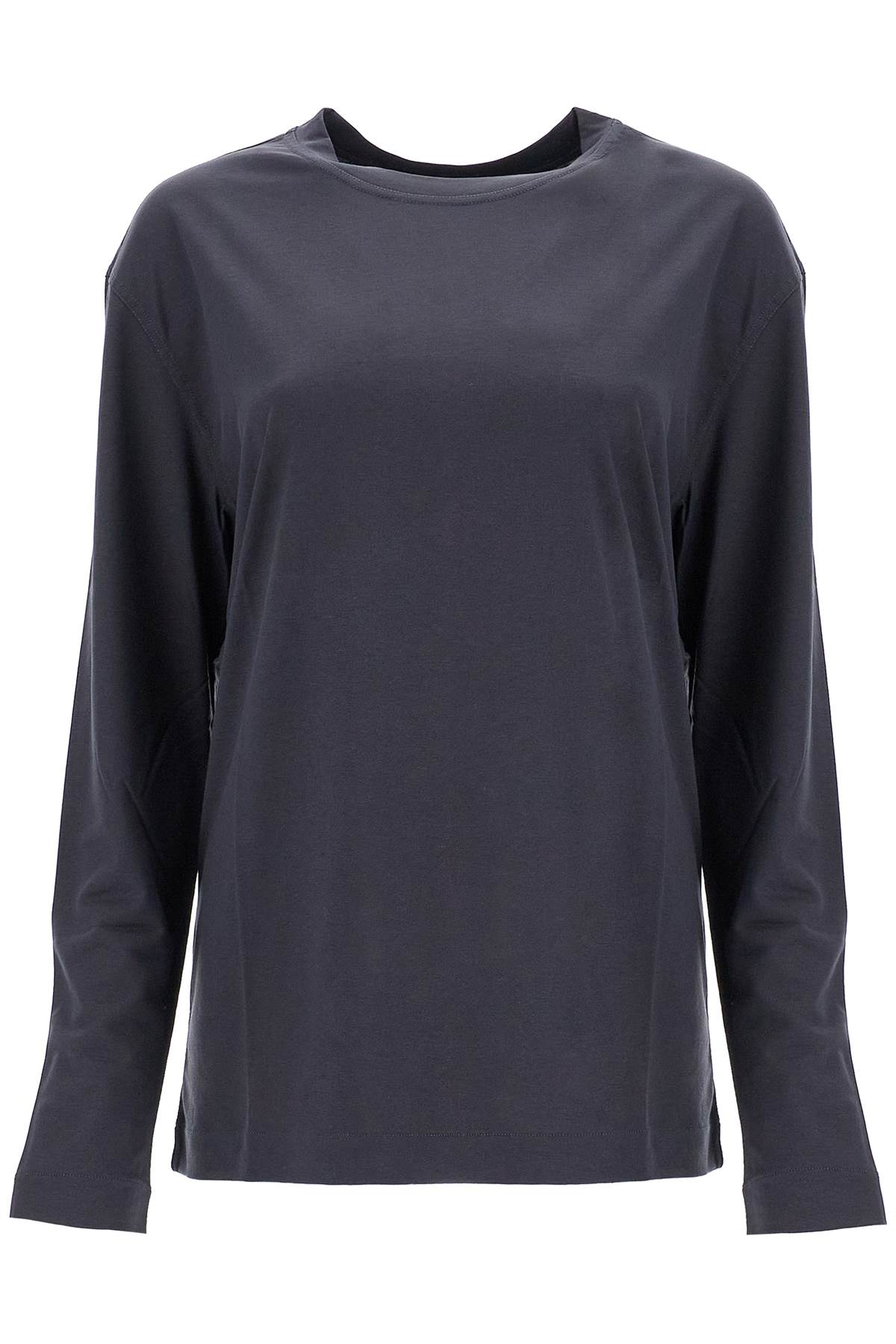 Lemaire Long-sleeved Silk T-shirt For In Gray