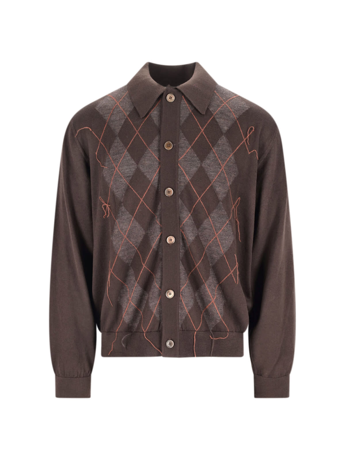 Our Legacy Mens Pub Argyle Evening Diamond-stitch Wool Polo Shirt In Brown