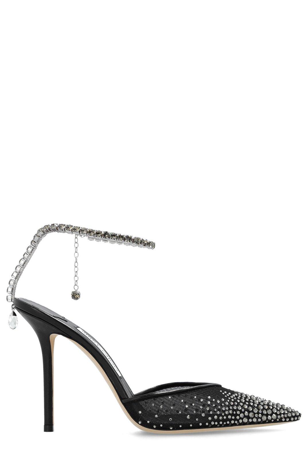 Shop Jimmy Choo Embellished Pointed-toe Pumps In Black Smoke