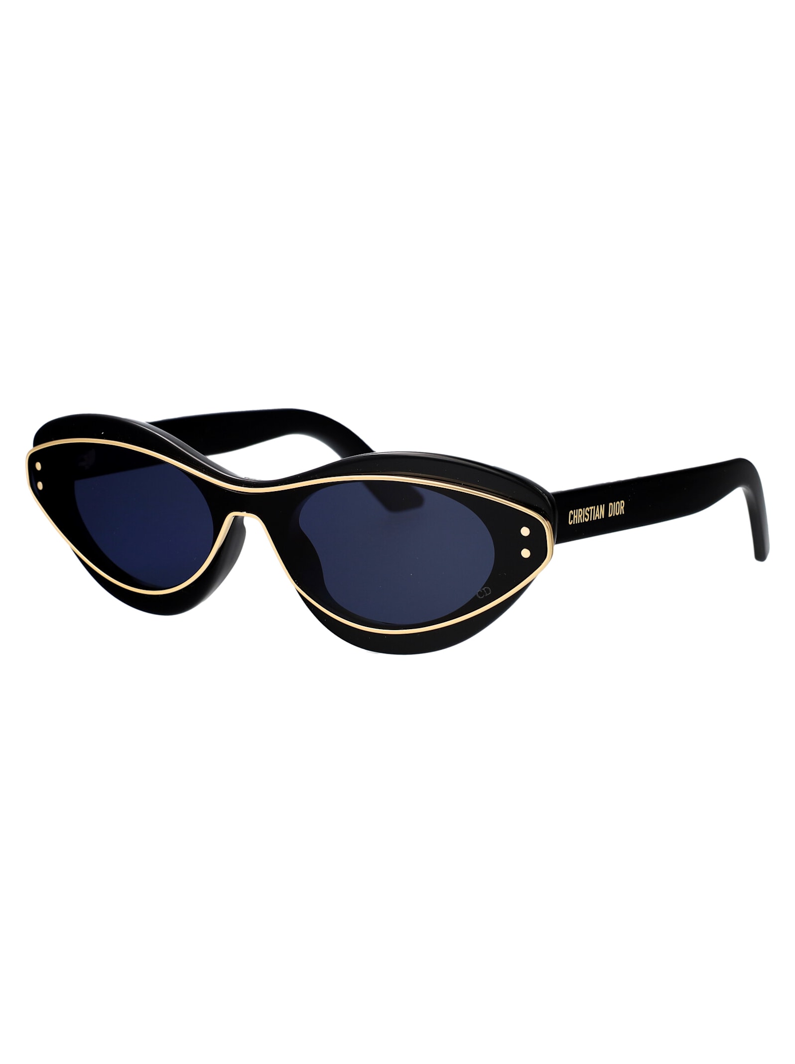 Shop Dior Meteor B1i Sunglasses In 10b0 Shiny Black / Blue