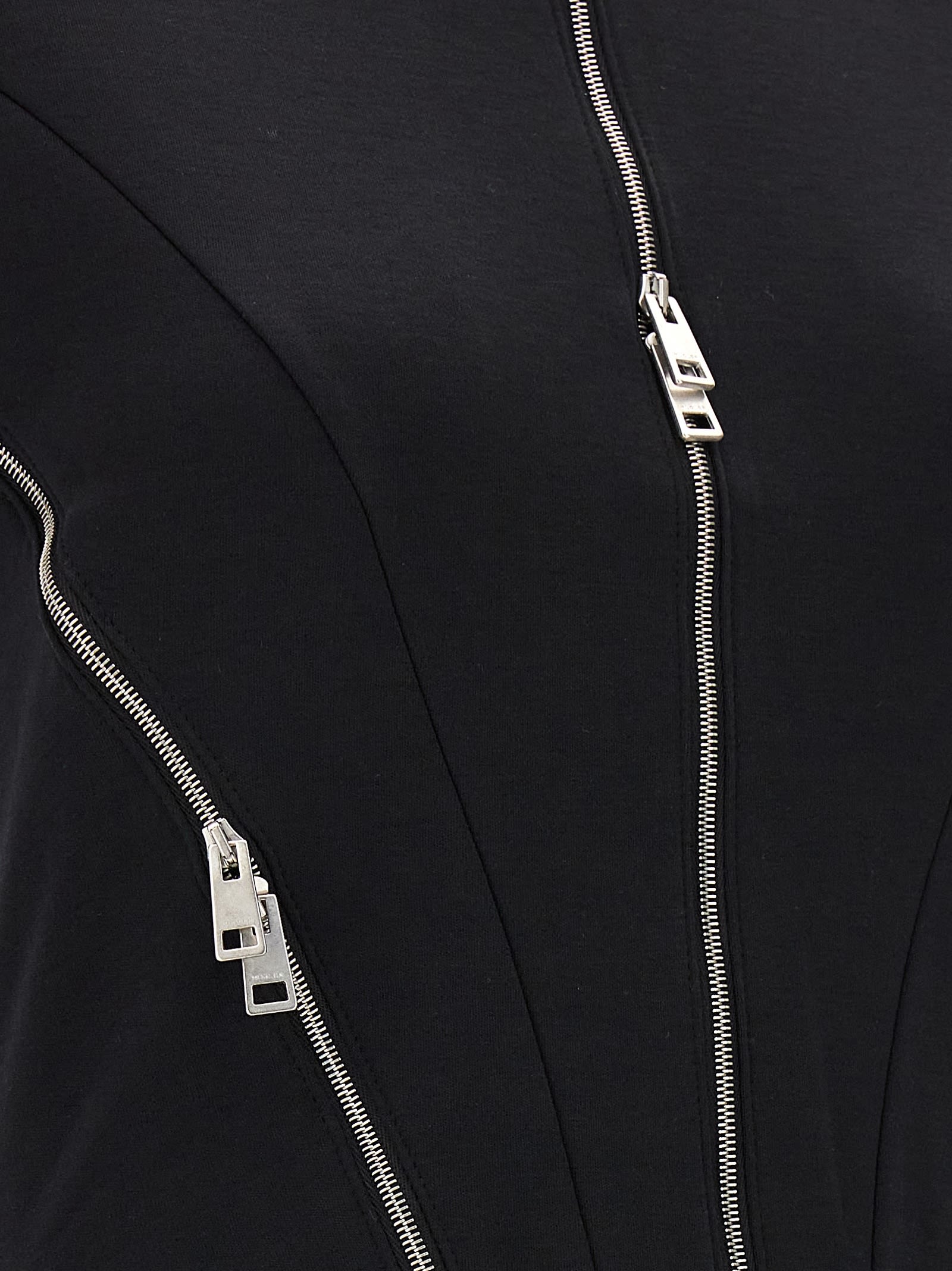 Shop Mugler Zipped Jersey Bodysuit In Black
