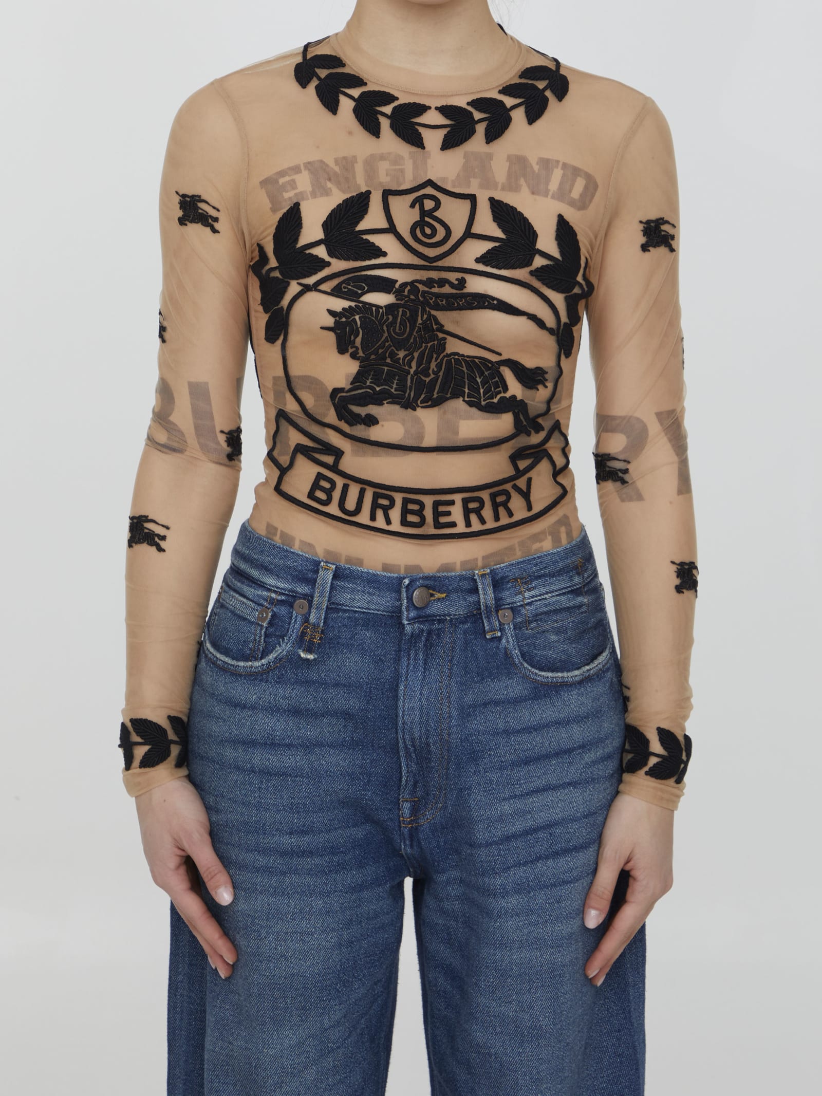 BURBERRY EKD EMBROIDERED BODYSUIT