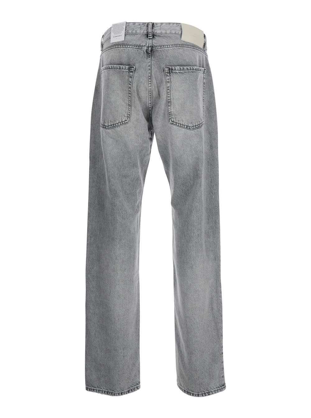 Icon Denim Grey Pants With Belt Loops And Rear Logo Patch In Denim Man In Grey