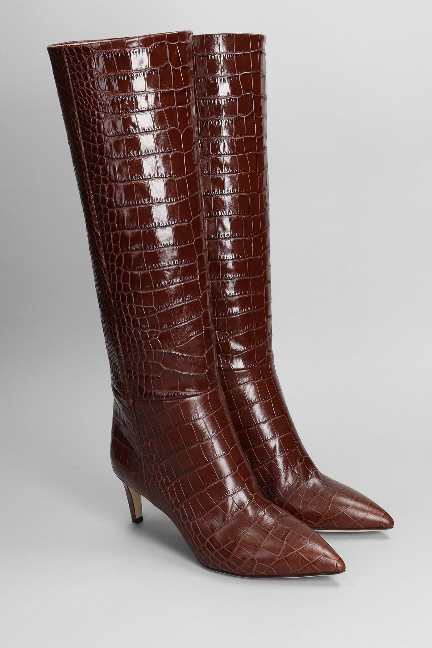 Shop Paris Texas High Heels Boots In Brown Leather