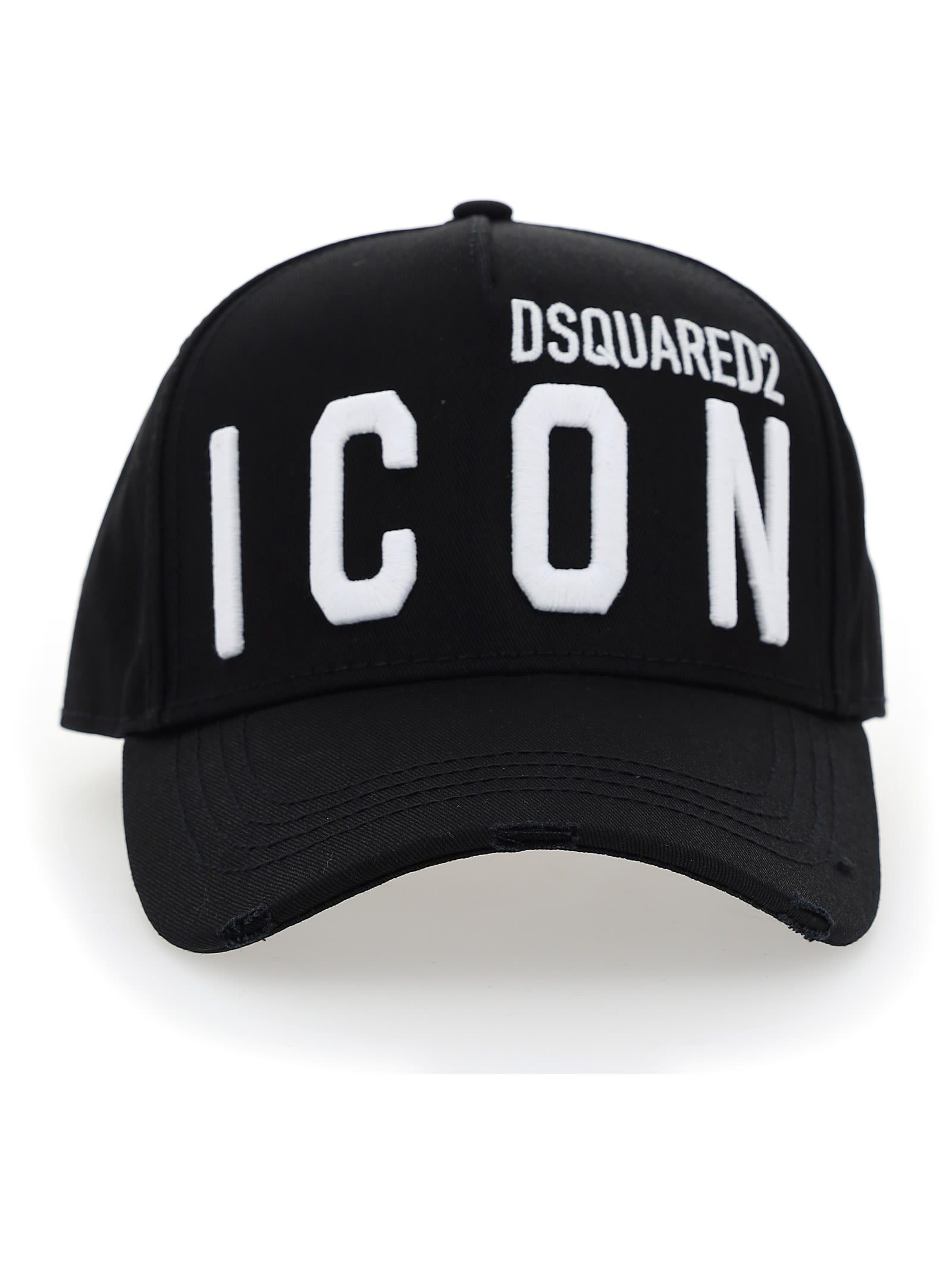 Dsquared2 Icon Embroidery Cotton Gabardine Cap In Black
