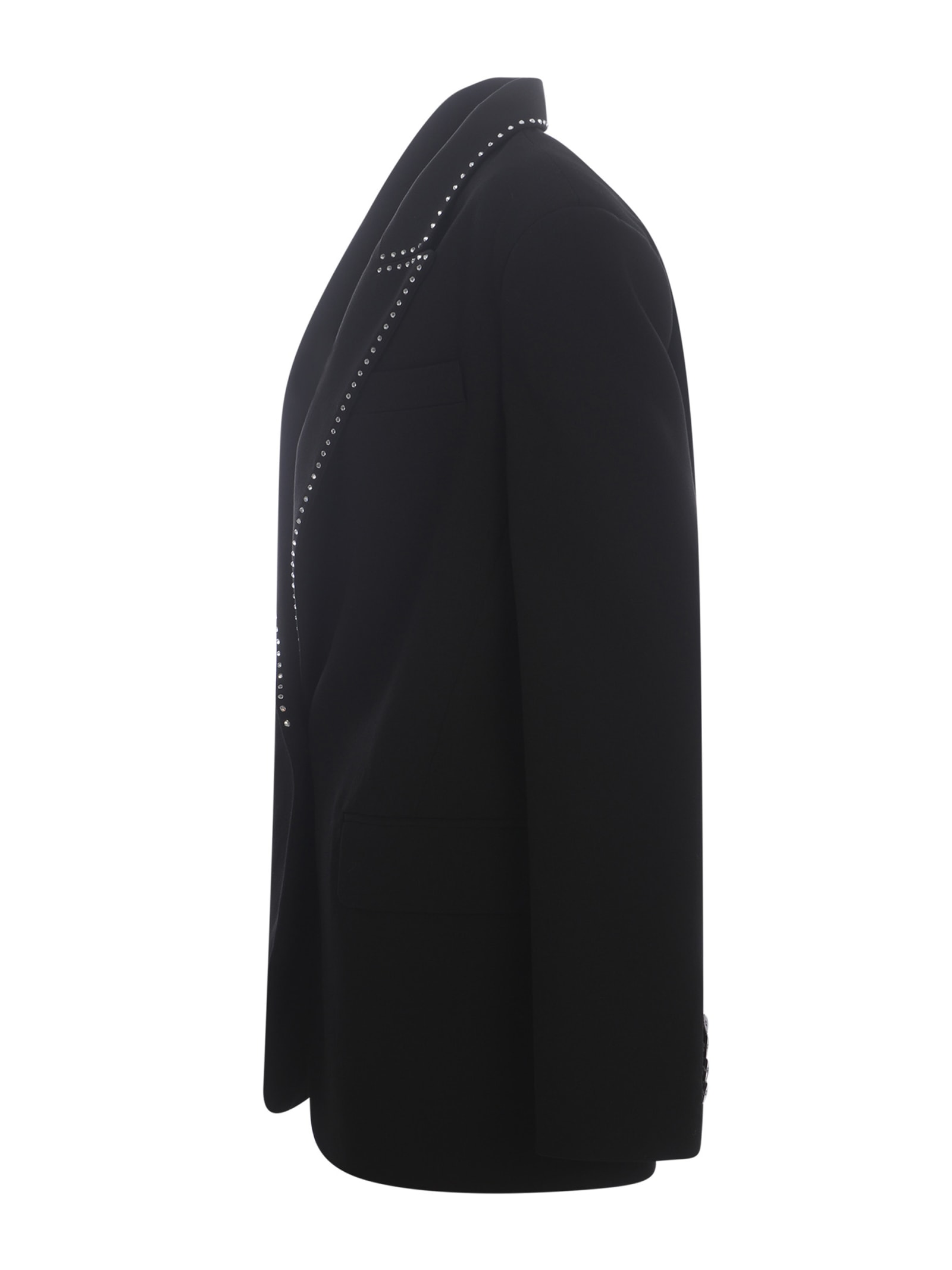 Shop Forte Forte Jacket  Strass In Wool And Viscose Twill In Black