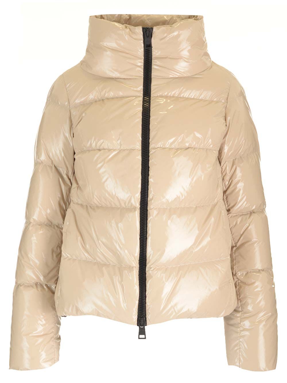 Herno Short Puffer Jacket Coats Beige In Nude
