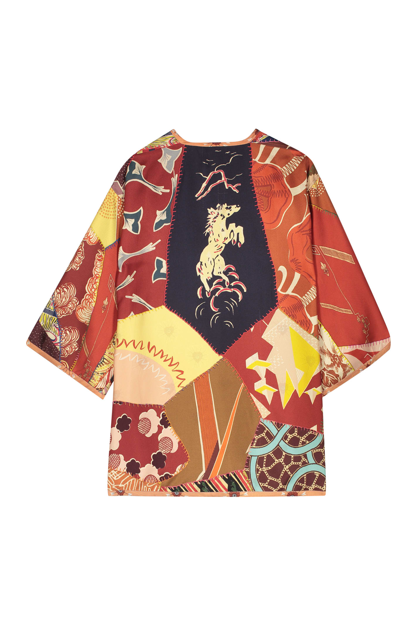 Shop Etro Silk Poncho In Multicolor