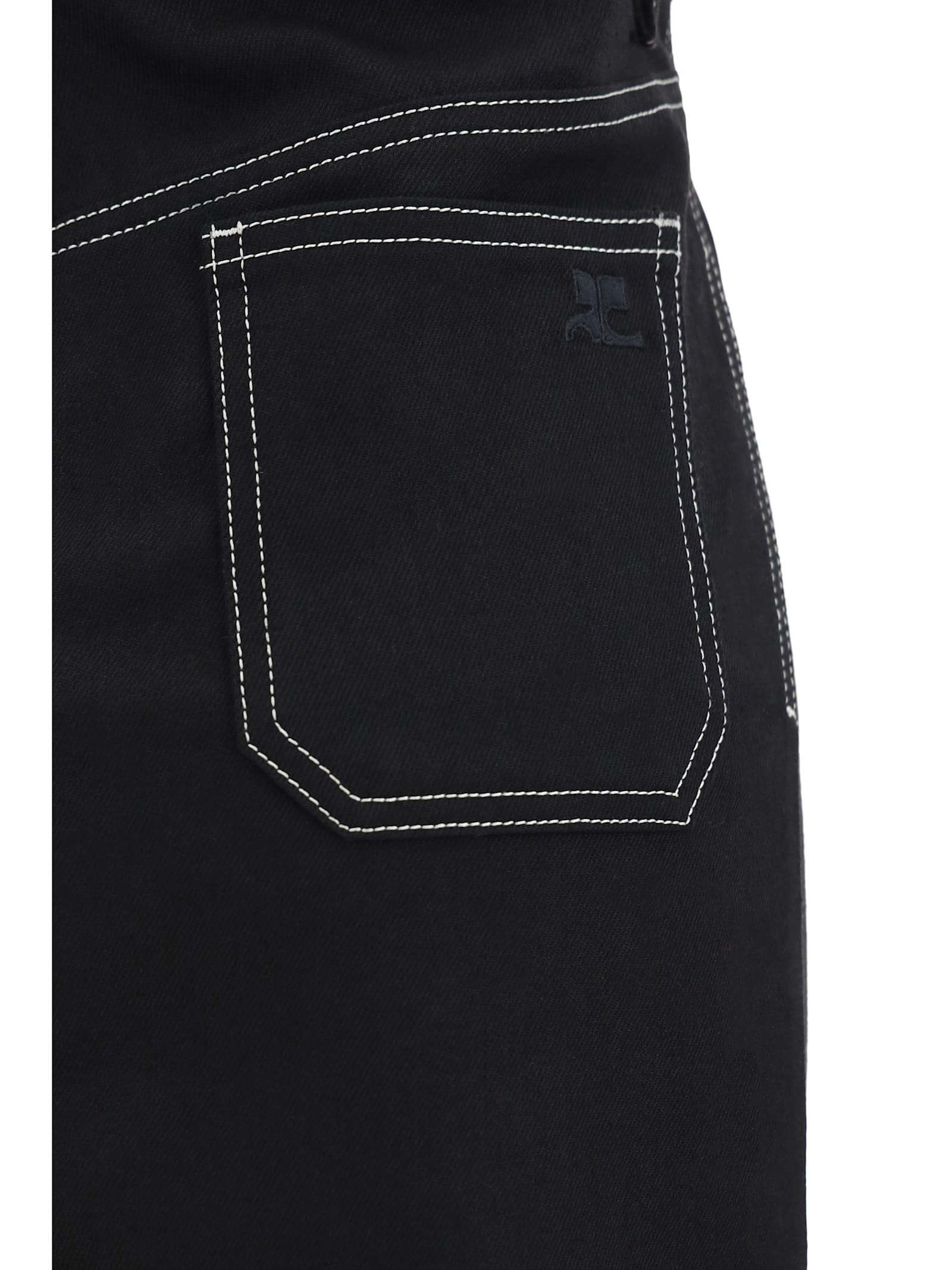 Shop Courrèges Denim Skirt In Black/white