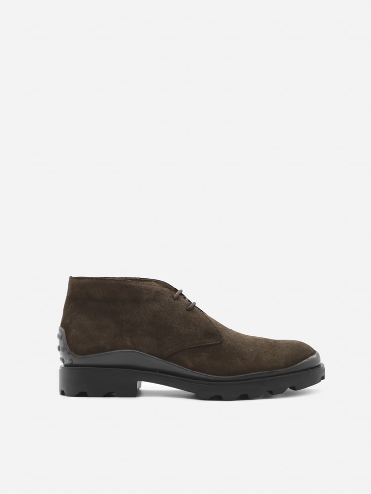 Tods Suede Ankle Boots With Logo Detail